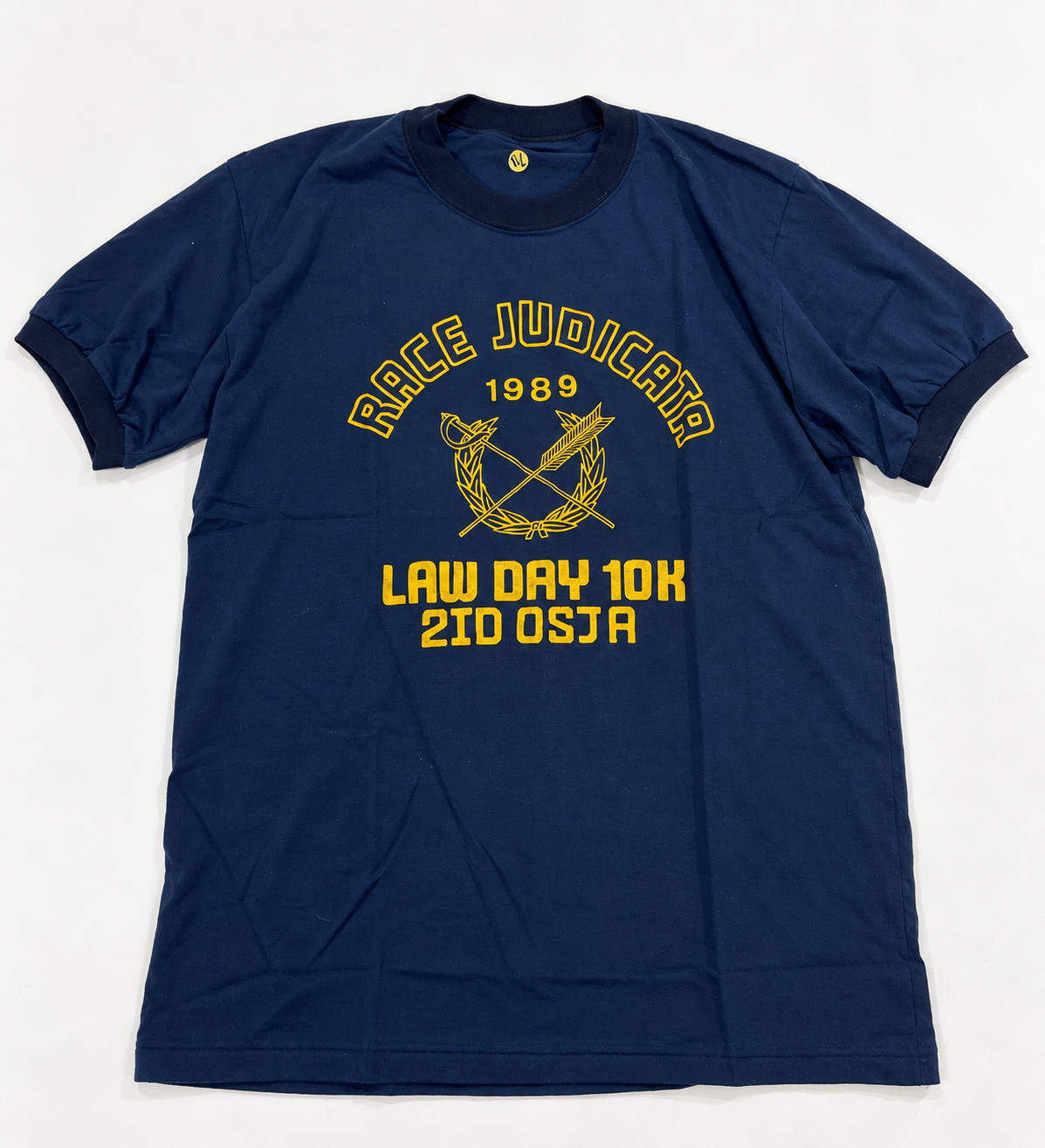 vintage 1989 Race Judicata Law Day 10K T Shirt Men XL NWOT 2ID OSJA Ringer Nav vintage 1989 Race Judicata Law Day 10K T Shirt Men XL NWOT 2ID OSJA Ringer Nav