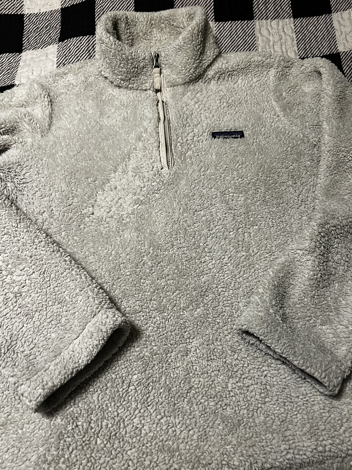 Patagonia Los Gatos 1/4 Zip Fleece Pullover L Cream Sherpa Granola Neutral Cabin