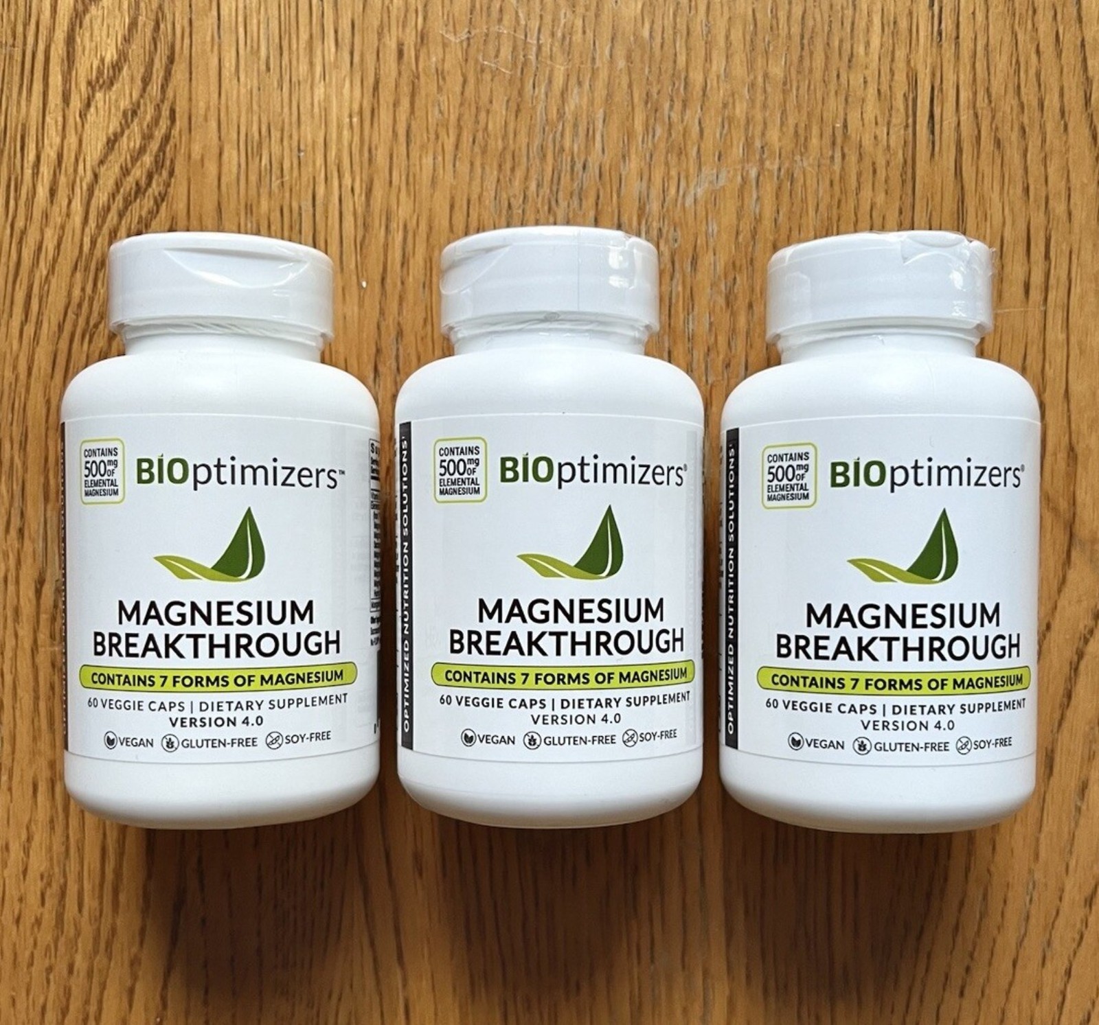 3 pack-Bioptimizers Magnesium Breakthrough all 7 essential forms, 60 cap With