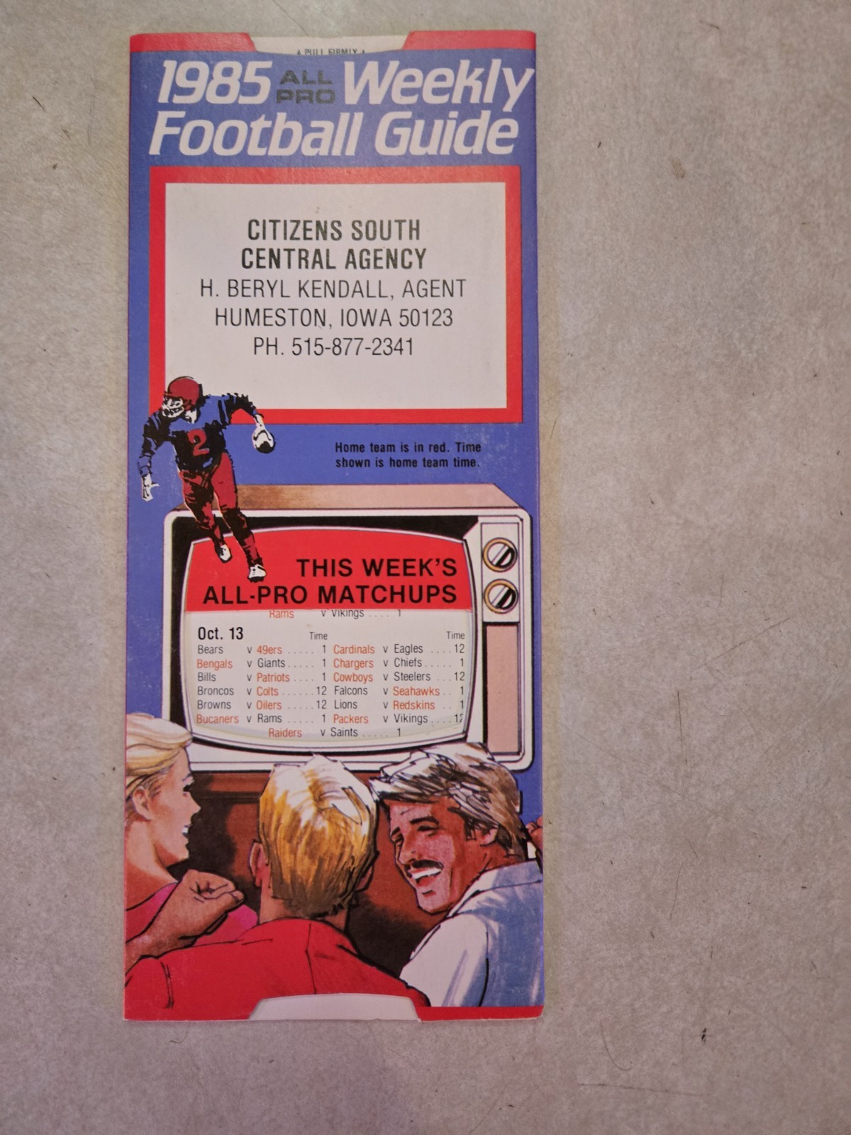 Vintage 1985 NFL Sliding Style Schedule Humeston IA Neat Graphics Vintage 1985 NFL Sliding Style Schedule Humeston IA Neat Graphics