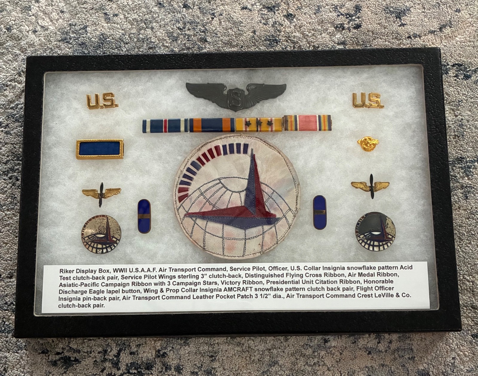 Original WWII USAAF Air Transport Command Service Pilot Insignia Grouping, Riker