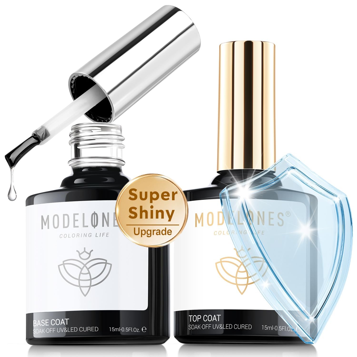 modelones Gel Top Base Coat Set 15ml 2026 Upgrade No Wipe Super Shine modelones Gel Top Base Coat Set 15ml 2026 Upgrade No Wipe Super Shine