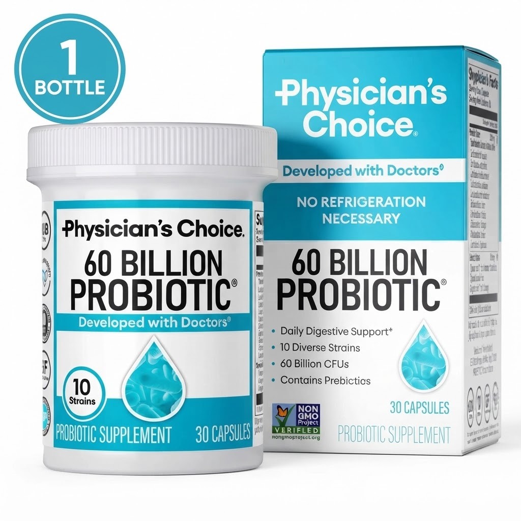 Physician\'s Choice Probiotics 60 Billion CFU10 Strains+Organic Prebiotics Fres
