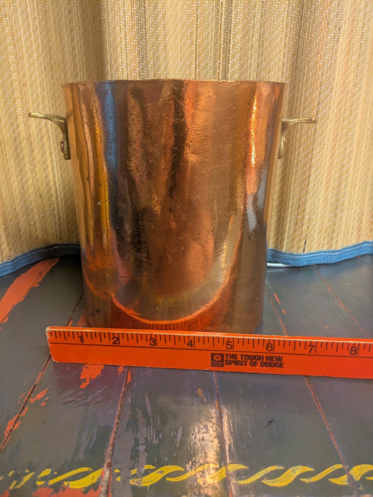 Rare Vintage Antique Pot Or Bucket Copper Brass Heavy Hammered