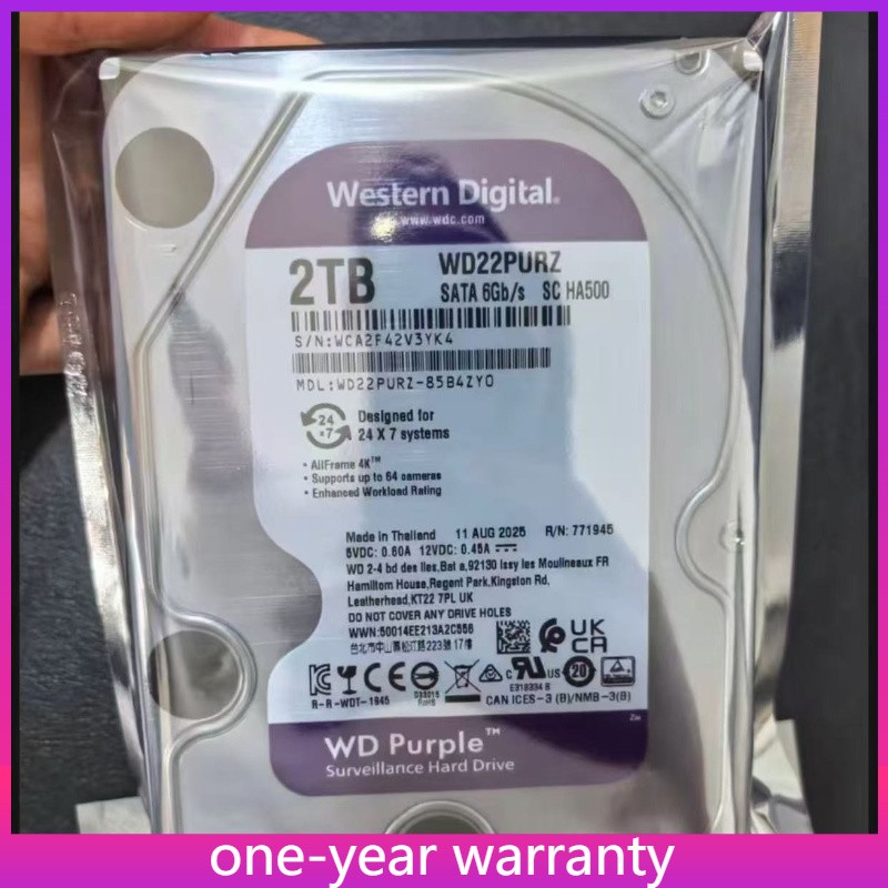 WD22PURZ Purple 2TB Surveillance HDD 256MB Cache 3.5\ WD22PURZ Purple 2TB Surveillance HDD 256MB Cache 3.5\