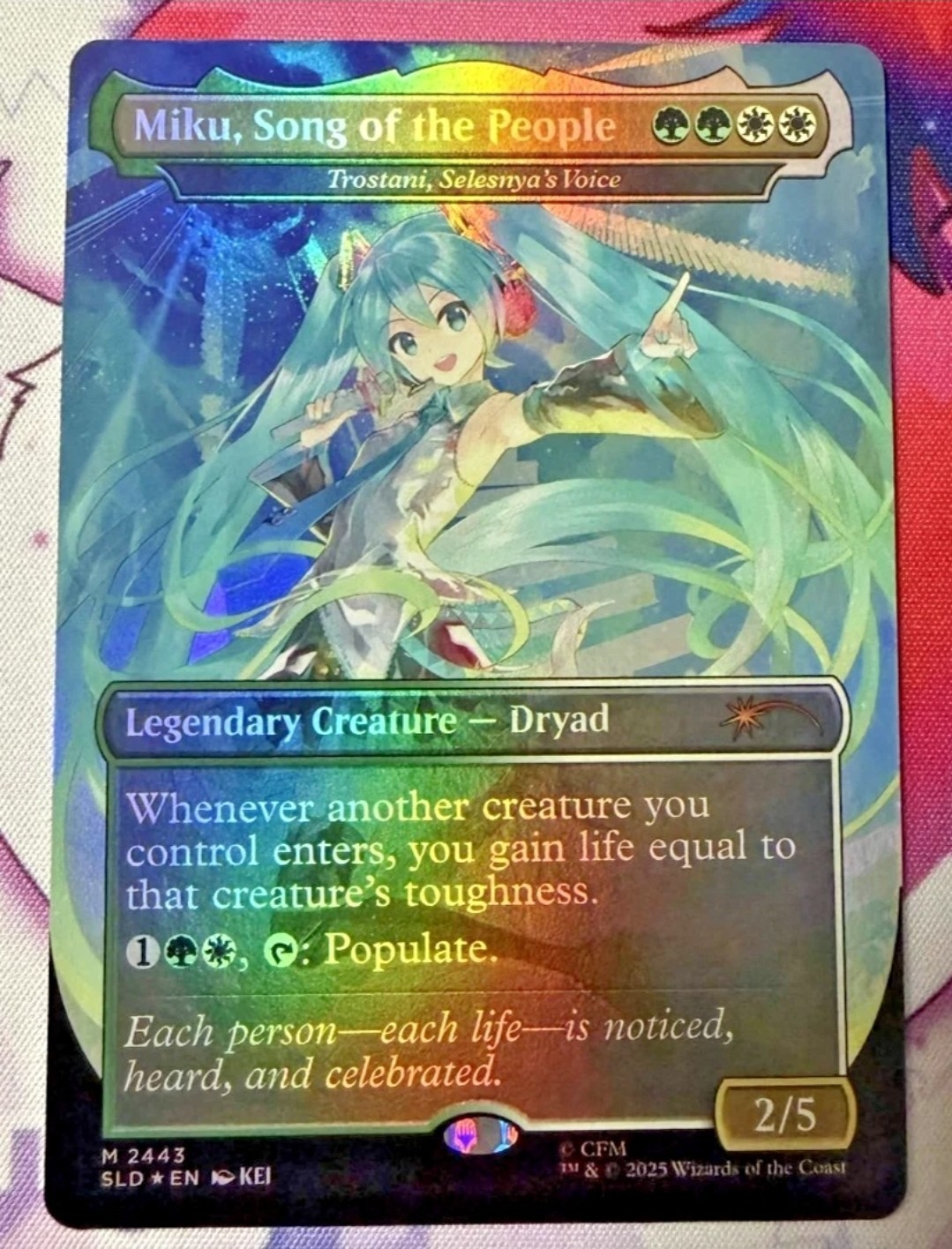 Miku,Song of the People Foil Thick Stock Display Commander MTG Hatsune Miku 2443 Miku,Song of the People Foil Thick Stock Display Commander MTG Hatsune Miku 2443