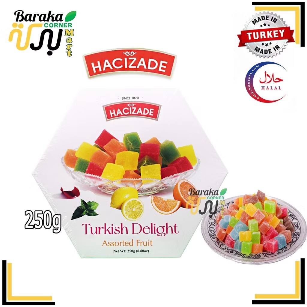 Turkish Delight Hacizade Lokum from Turkey Nougat Malban Assorted Mix  250g