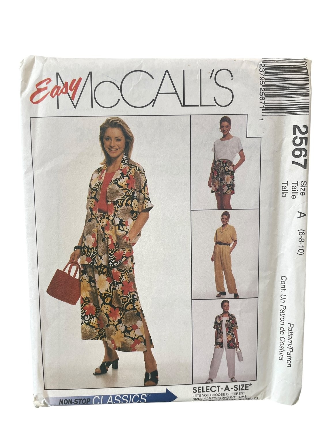 McCall\'s 2567 Sewing Pattern Misses Size 6-8-10 White 90s Wardrobe Set Uncut
