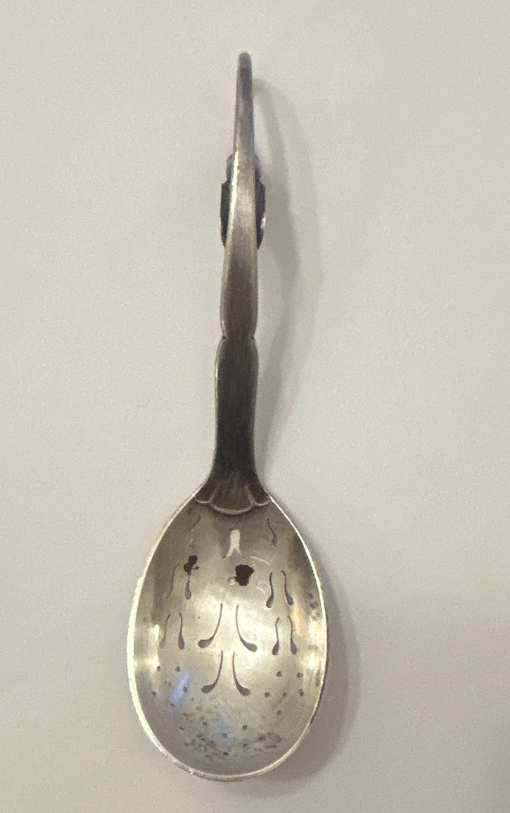 Georg Jensen Silverplate Spoon, Marked 21, Sterling Mark on Handle