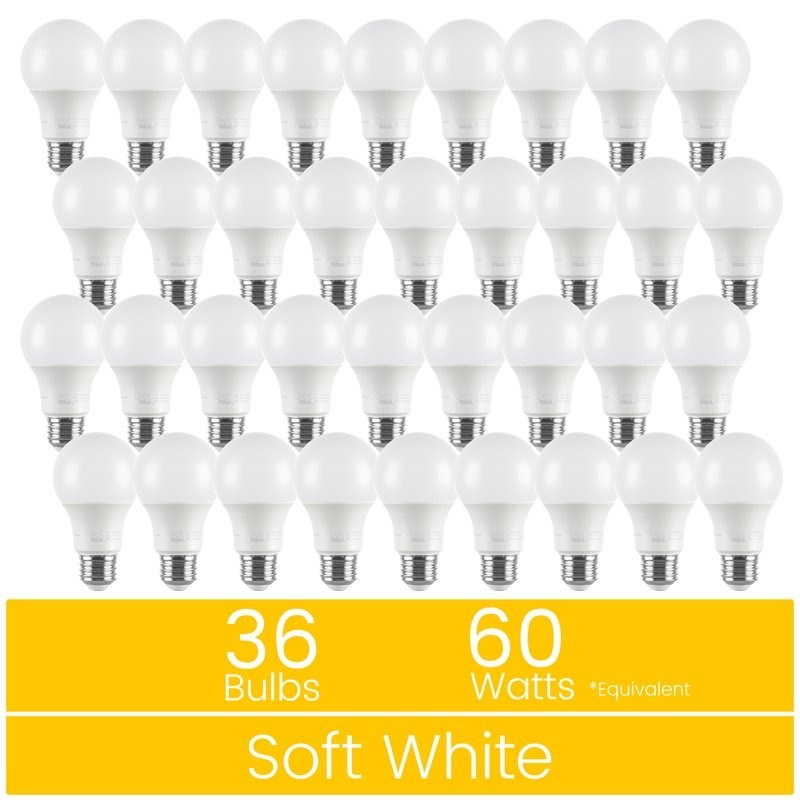 Great Value A19 LED Light Bulb 9W 800 Lumens 2700K 36-Pack