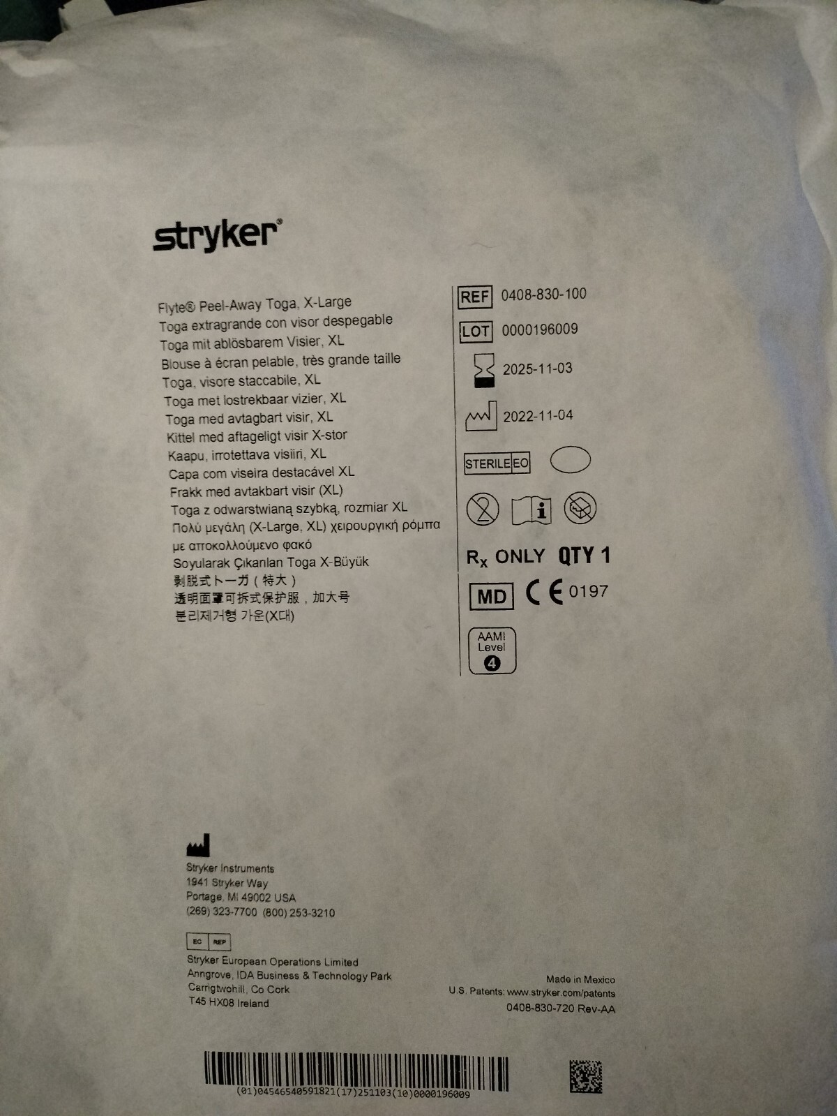 stryker T7 plus zippered togas with peel away face sheild stryker T7 plus zippered togas with peel away face sheild