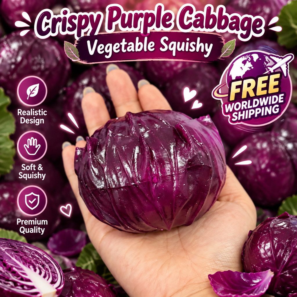 Purple Cabbage Vegetable Squishy Crispy Style Novelty Squeeze