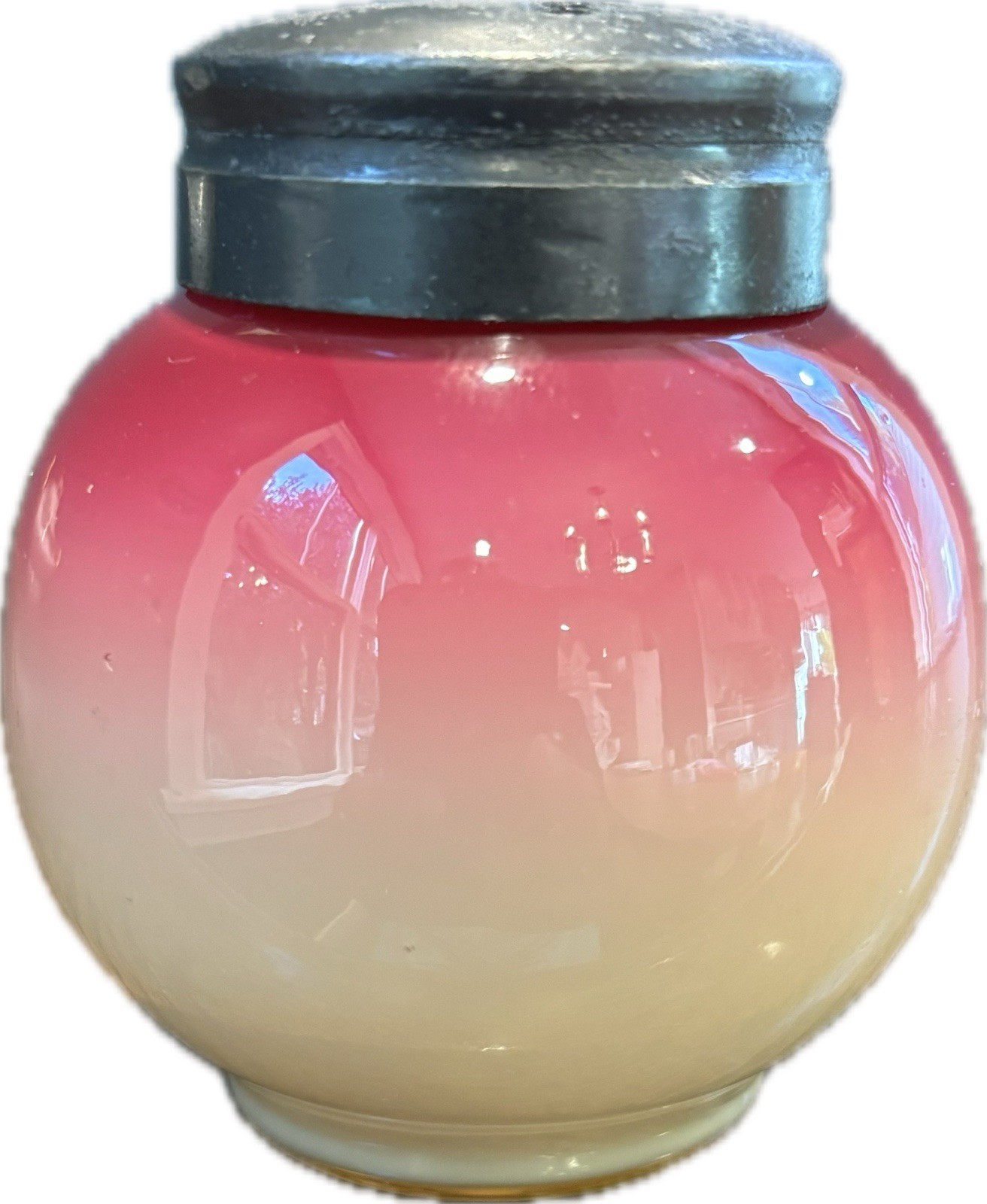 Antique Hobbs Brockunier Wheeling Peachblow Glass Sugar Shaker Muffineer 1880s