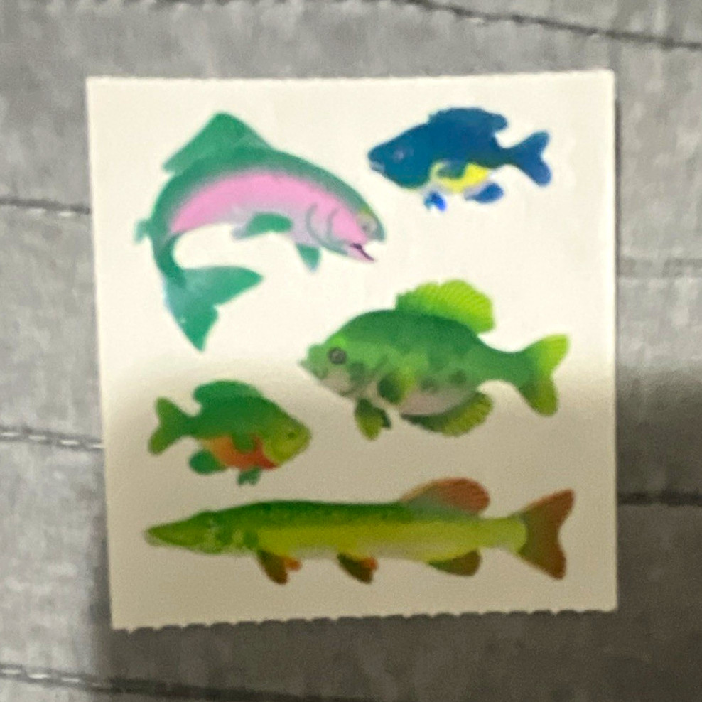 Sandy Lion Fish Stickers, White Green Blue Pink Fish Pattern Theme Sandy Lion Fish Stickers, White Green Blue Pink Fish Pattern Theme