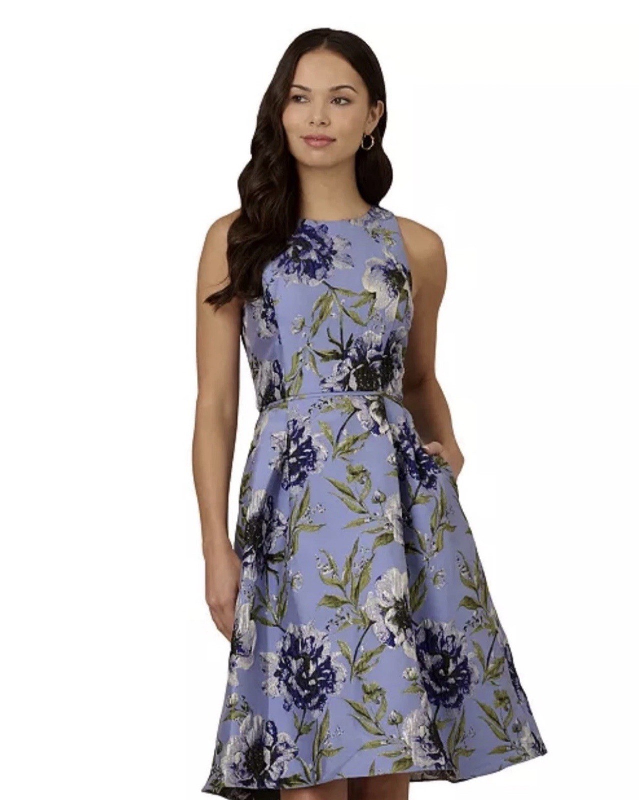 NWT Adrianna Papell Jacquard Fit and Flare Dress Multi Blue Floral NWT Adrianna Papell Jacquard Fit and Flare Dress Multi Blue Floral
