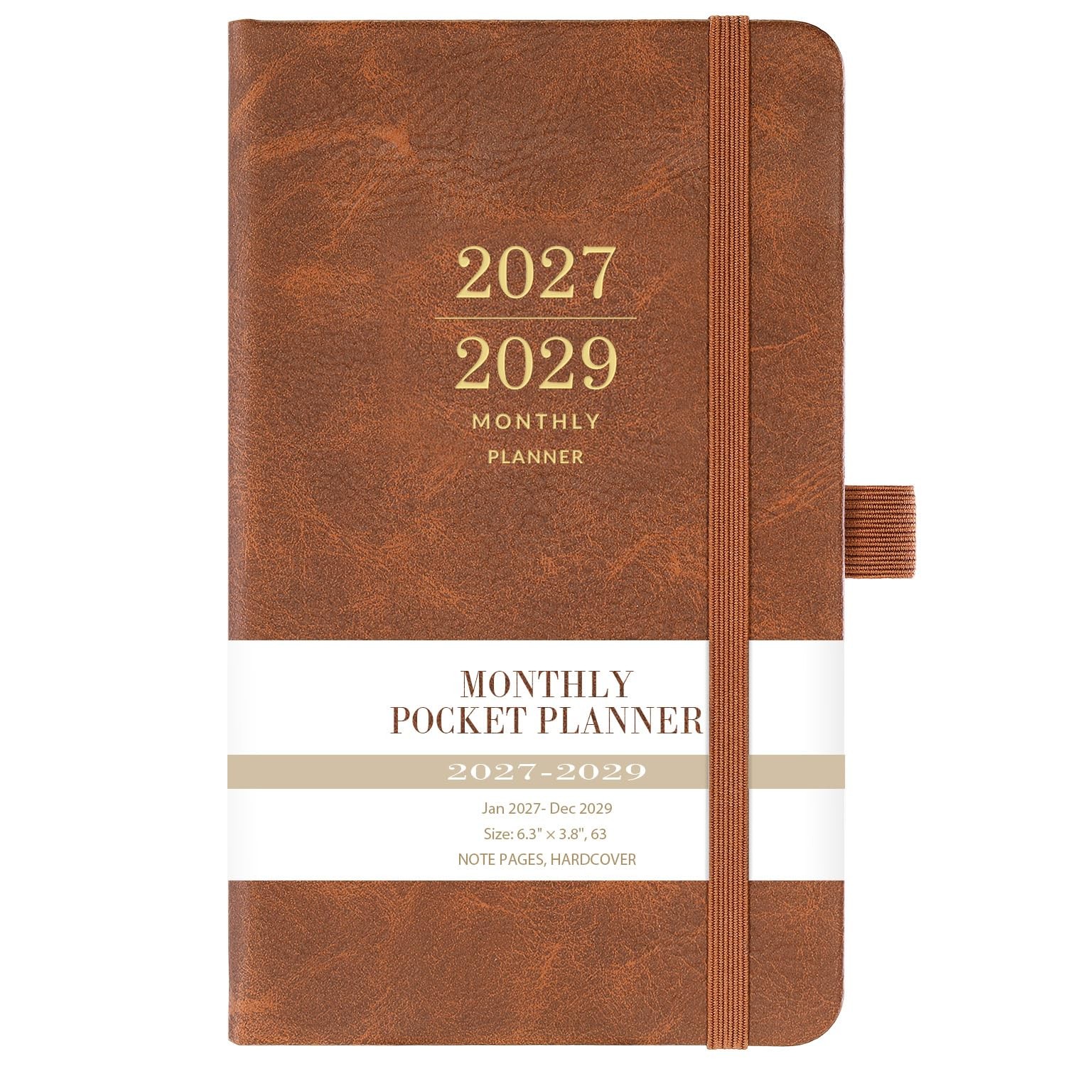20272029 Monthly Pocket Planner  JAN 2027  DEC 2029, 3 Year Calendar, Faux Le...