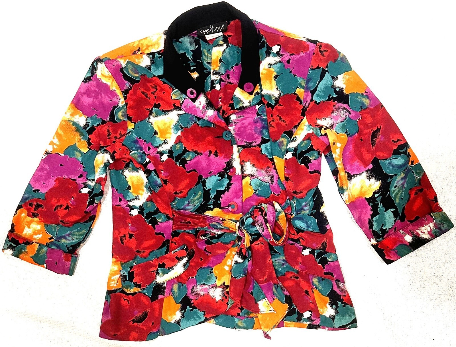 Vintage Carole Little Vibrant Floral Rayon Blazer Size 8 Vintage Carole Little Vibrant Floral Rayon Blazer Size 8
