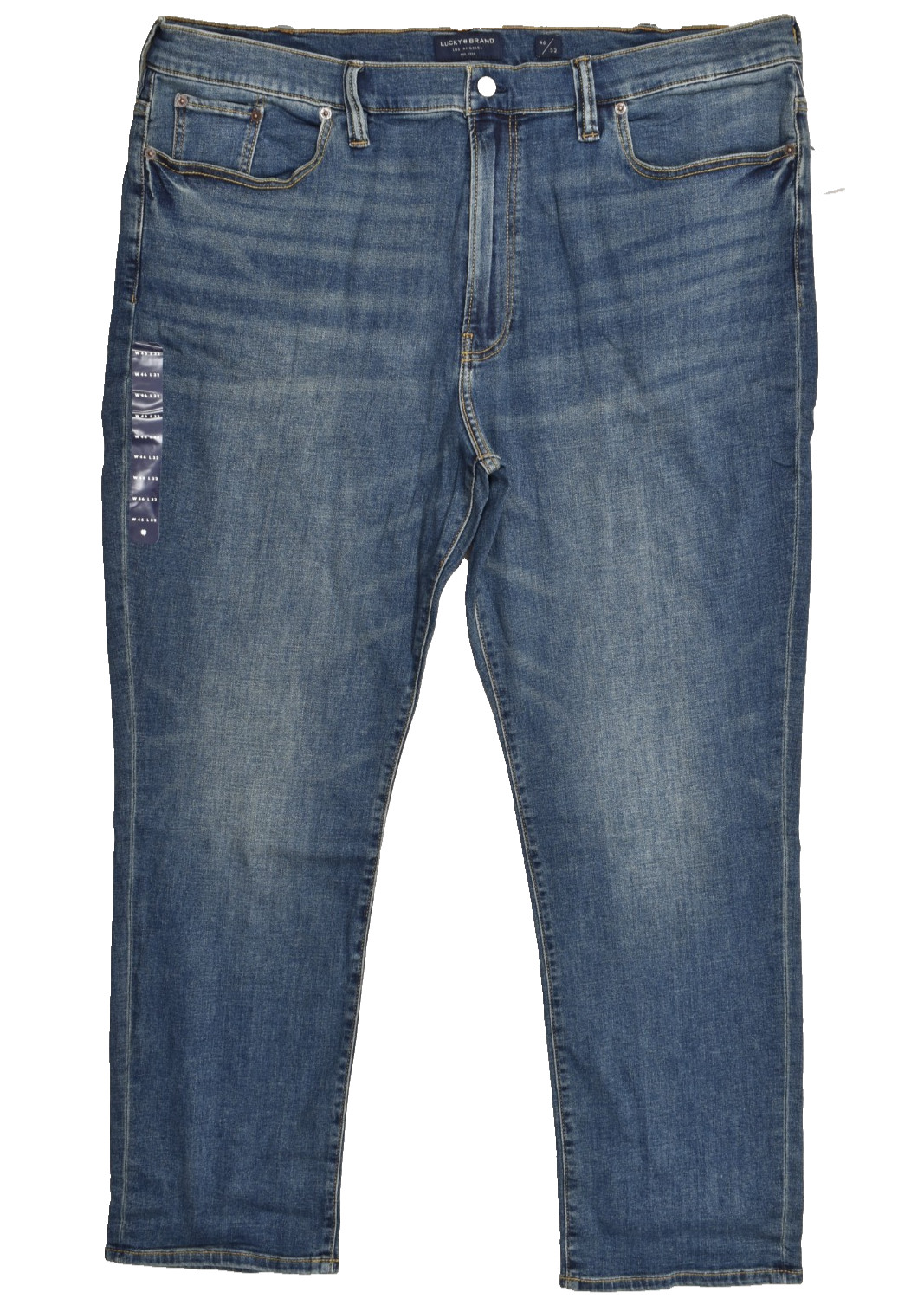 Lucky Brand Men\'s Athletic Fit Straight 2-Way Stretch Denim Jeans Blue 46x32 NEW