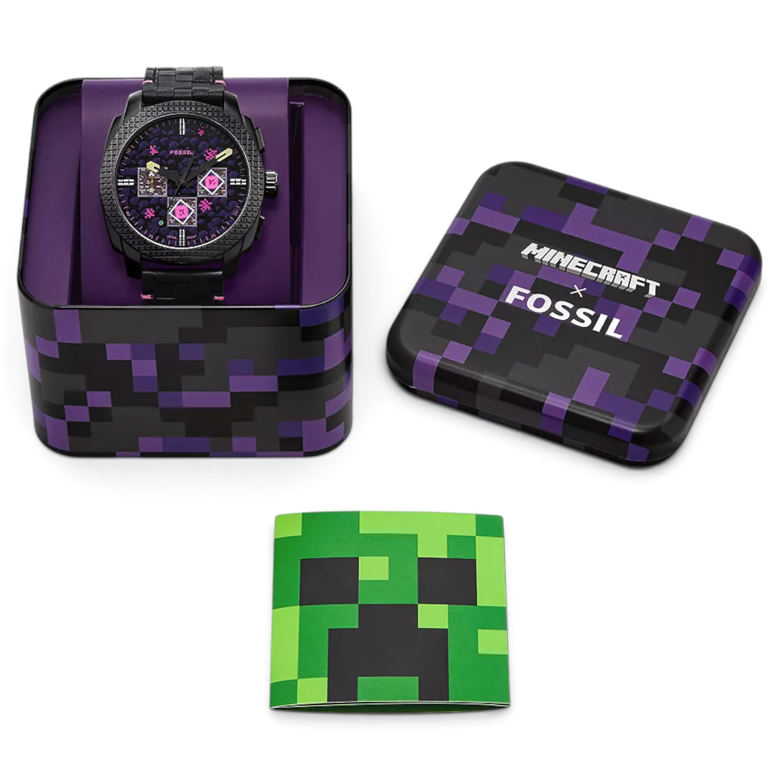 FOSSIL Minecraft x The End Limited Edition Chronograph Quartz 44mm Watch LE1252