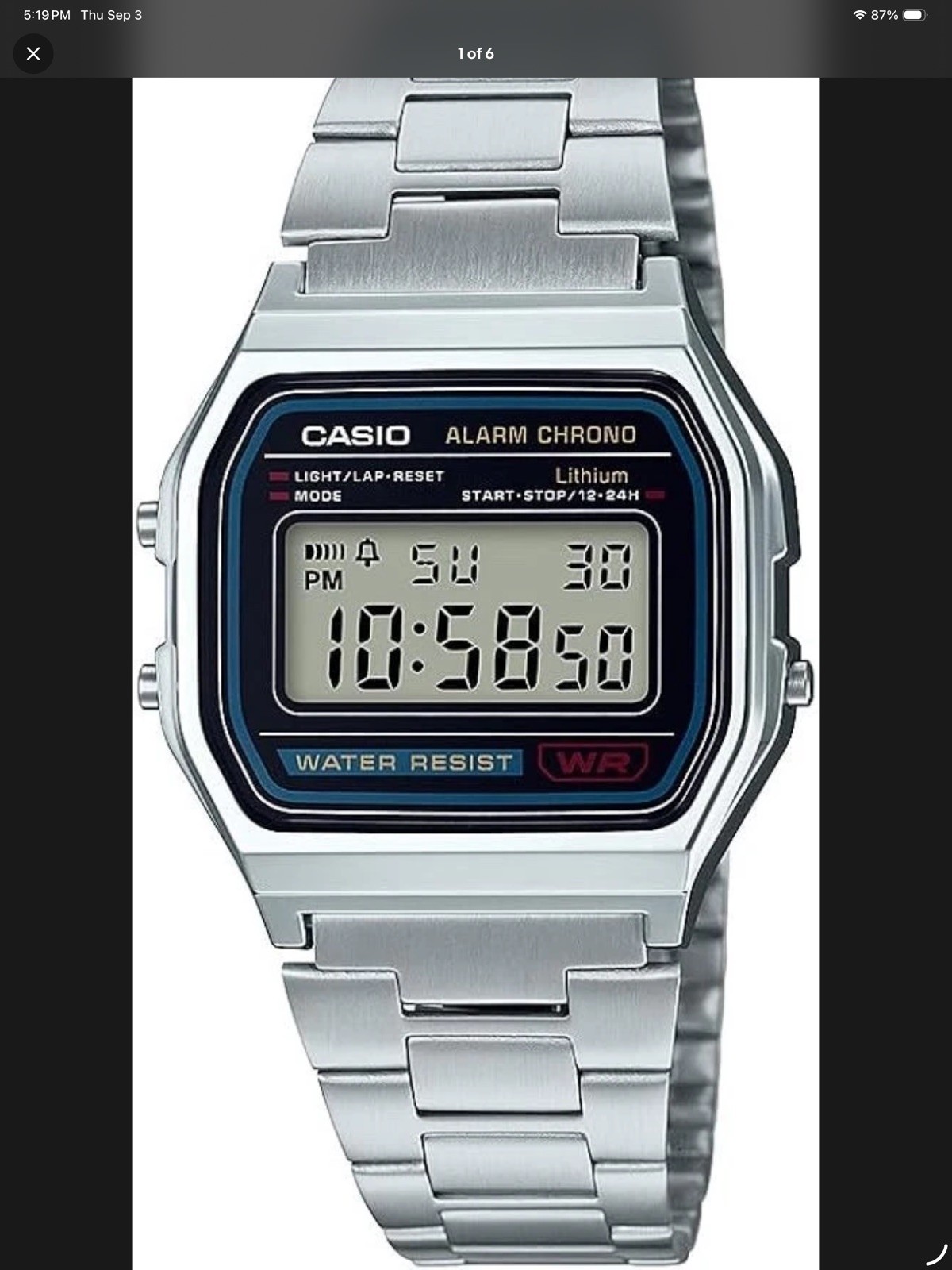 CASIO A158WA-1JH Classic Digital Watch Stainless Steel Band Unisex A158WA-1 CASIO A158WA-1JH Classic Digital Watch Stainless Steel Band Unisex A158WA-1