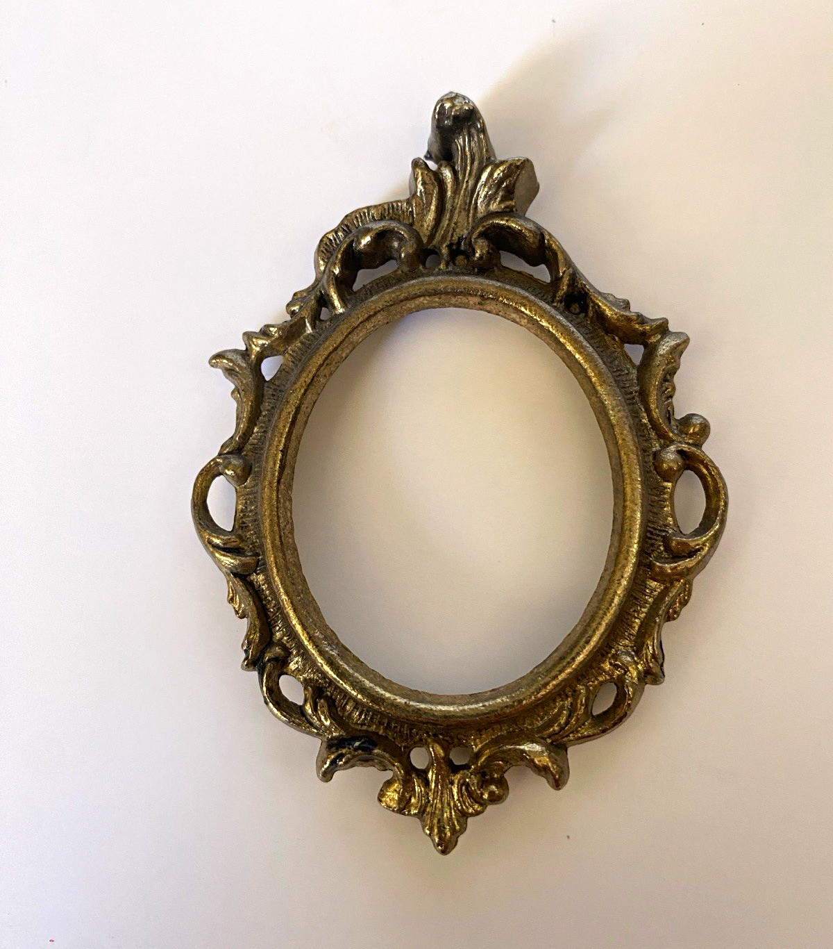 Vintage Ornate Brass Tone Metal Picture Frame Baroque Rococo Mini 3.5\
