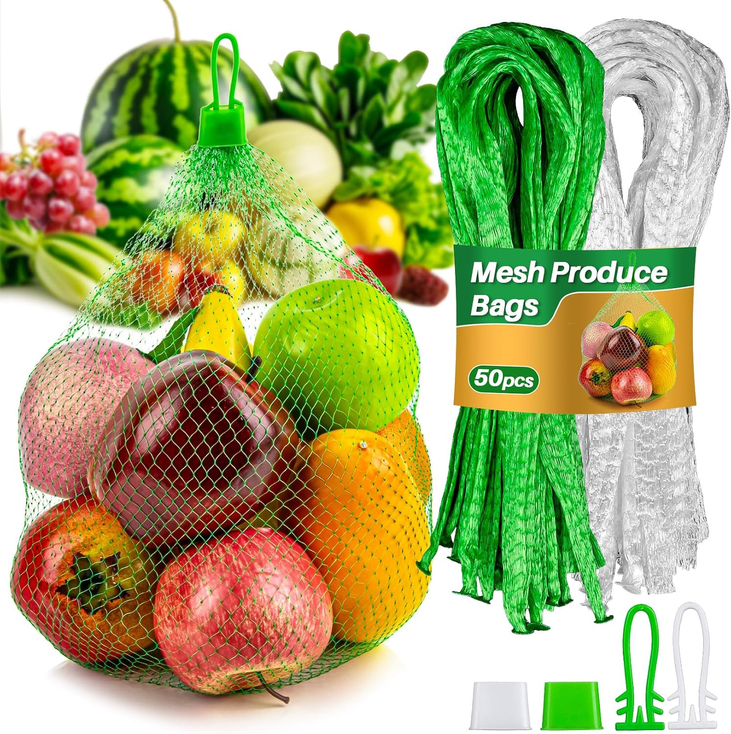 RAINFLOW 50 PCS Mesh Produce Bags - Onion Storage and Seafood Boil Bags | 20-Inc RAINFLOW 50 PCS Mesh Produce Bags - Onion Storage and Seafood Boil Bags | 20-Inc
