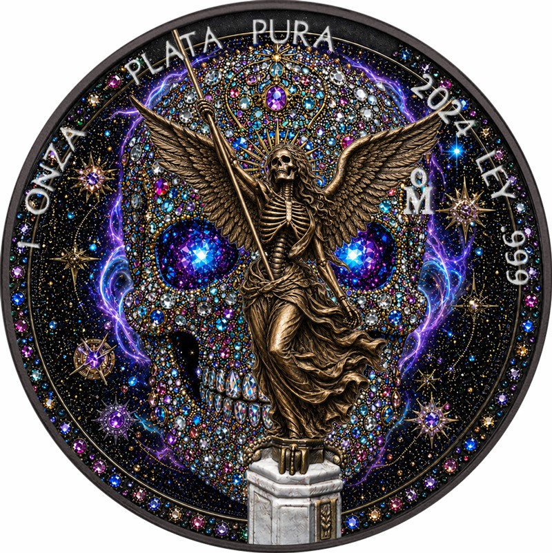 2024 Mexico Libertad  Diamond Skull Aura Edition  1 oz Silver Coin