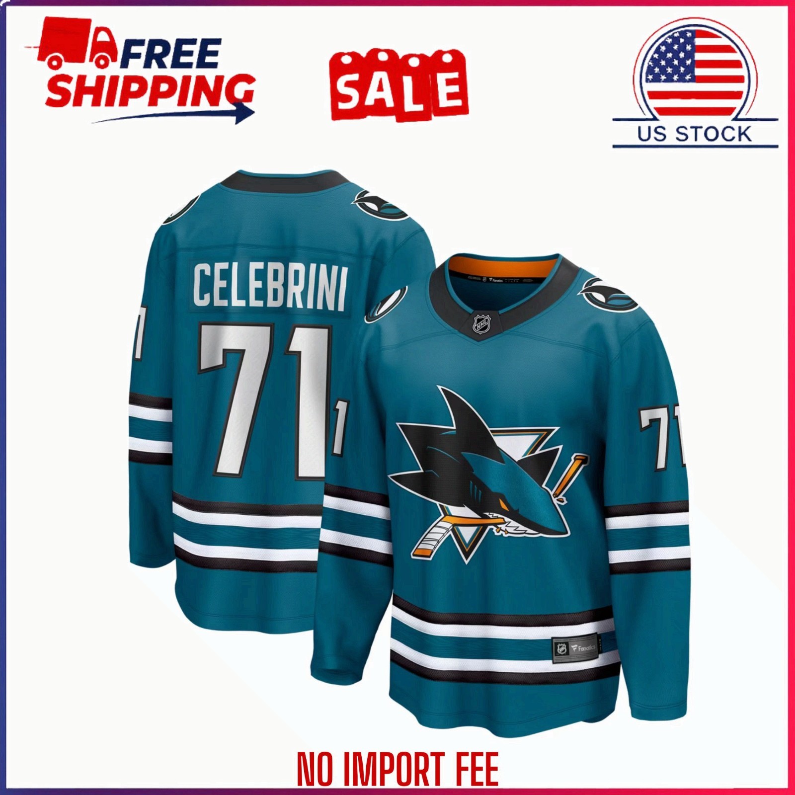 Macklin Celebrini San Jose Sharks Fanatics Home Breakaway Jersey – Teal