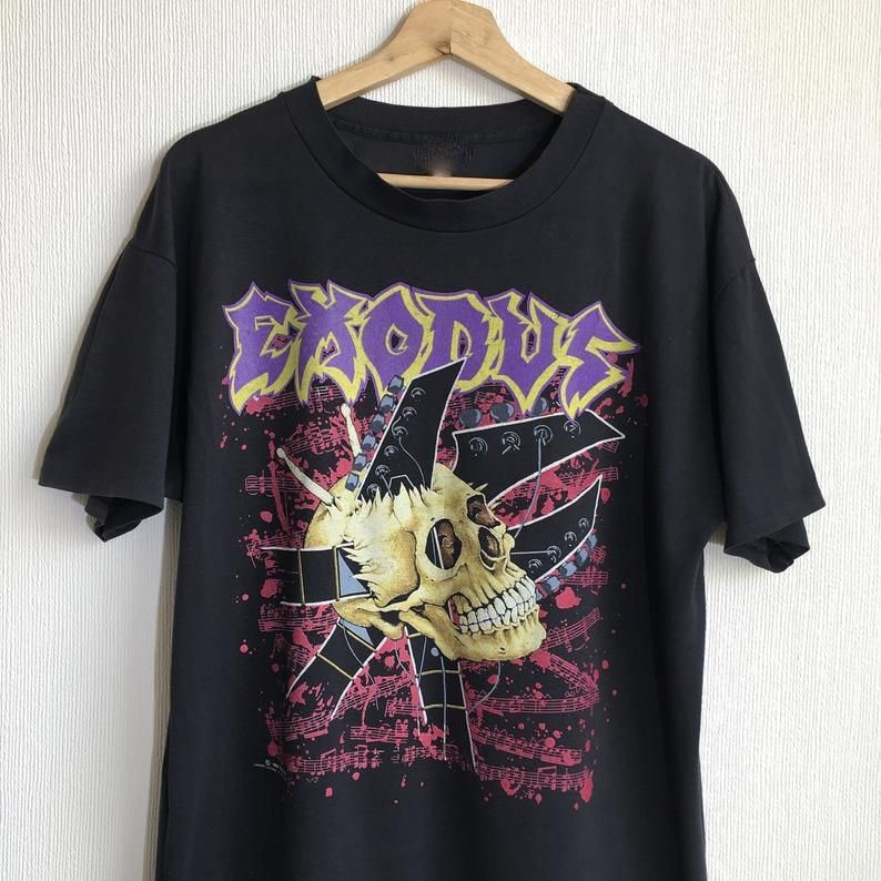 Vintage EXODUS Band Short Sleeve Cotton Black All Size Unisex Shirt EN172