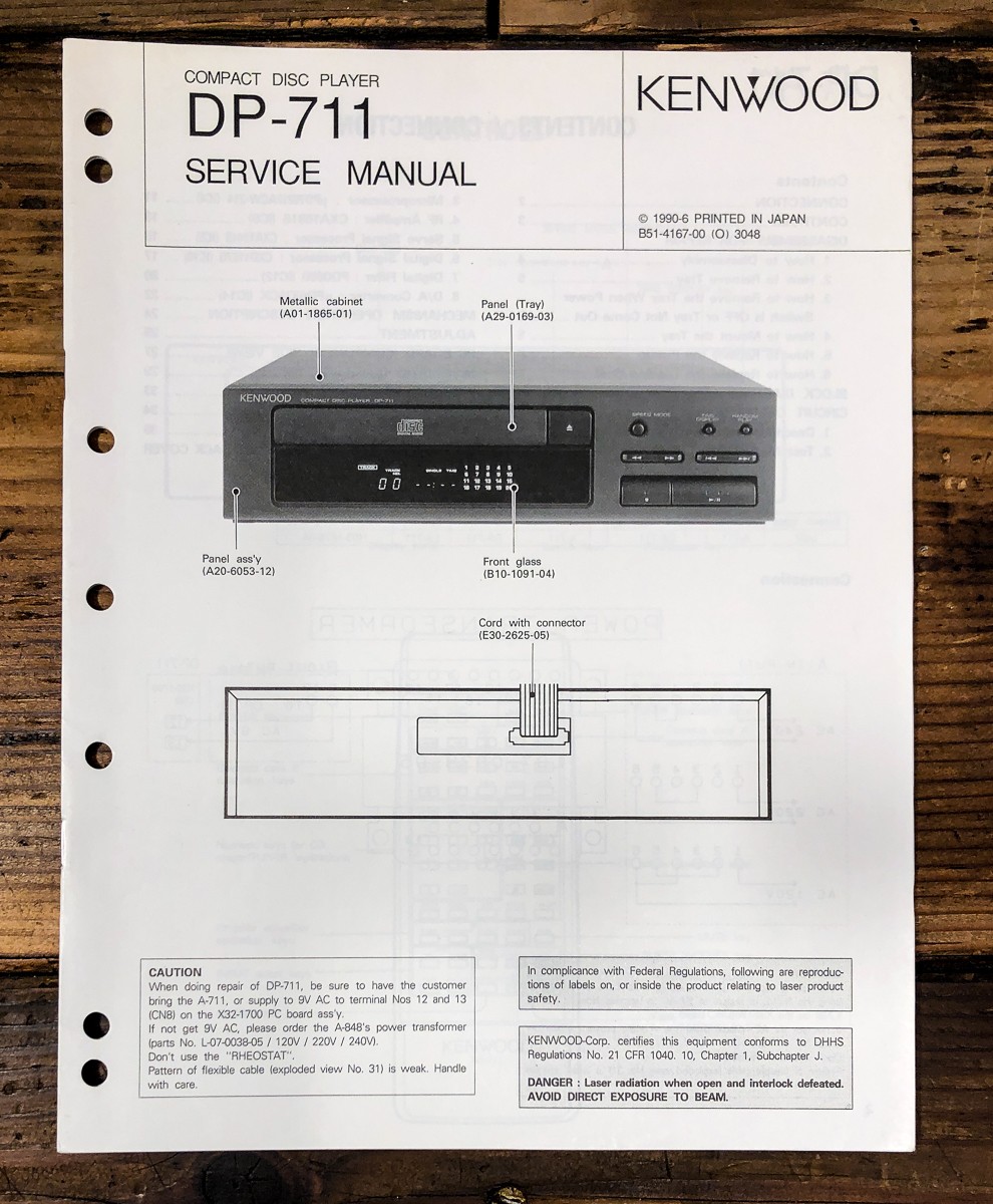 Kenwood DP-711 CD Player Service Manual *Original*