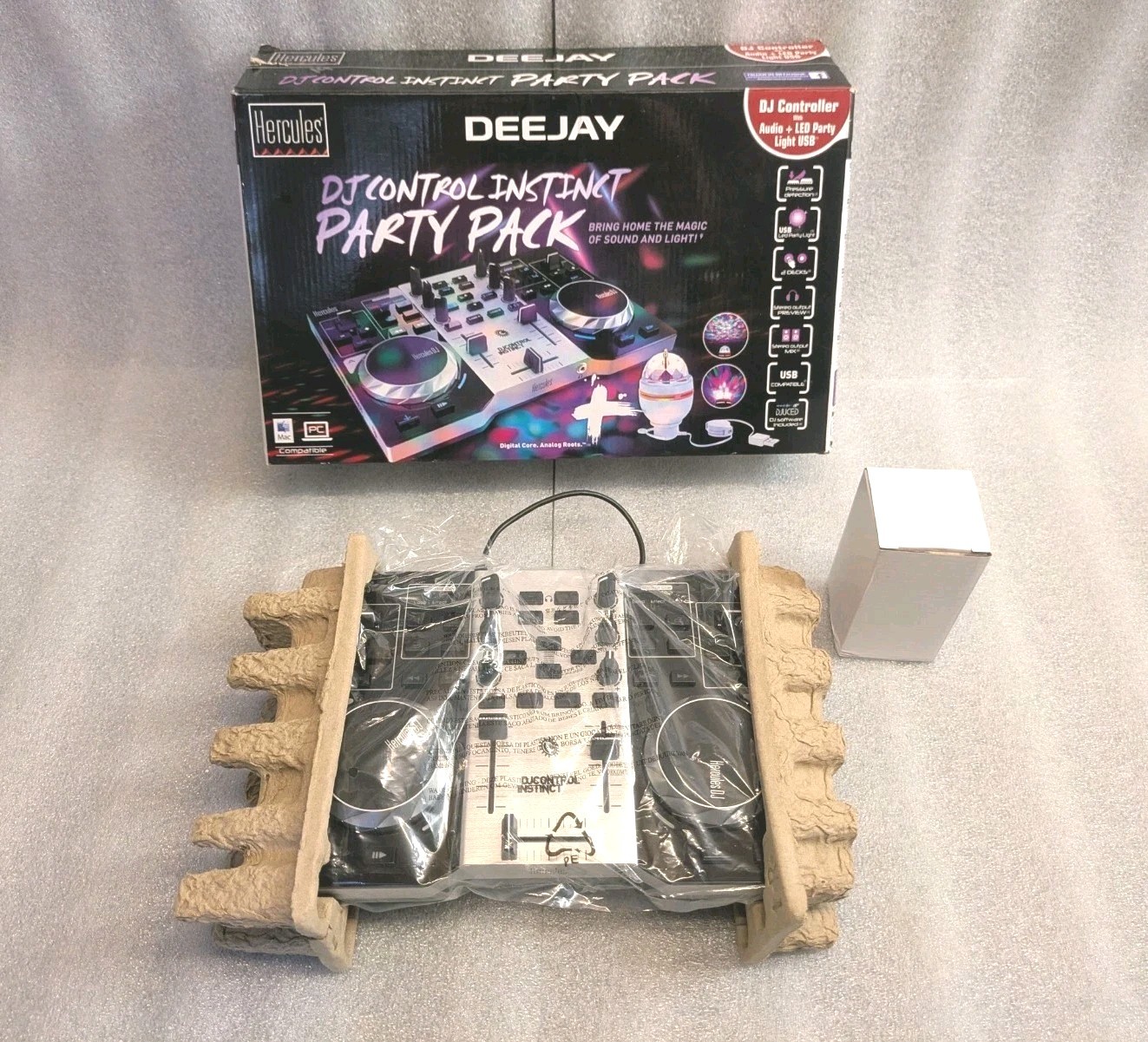Hercules DJControl Instinct S Party Pack DJ Controller USB LED Light - Open Box
