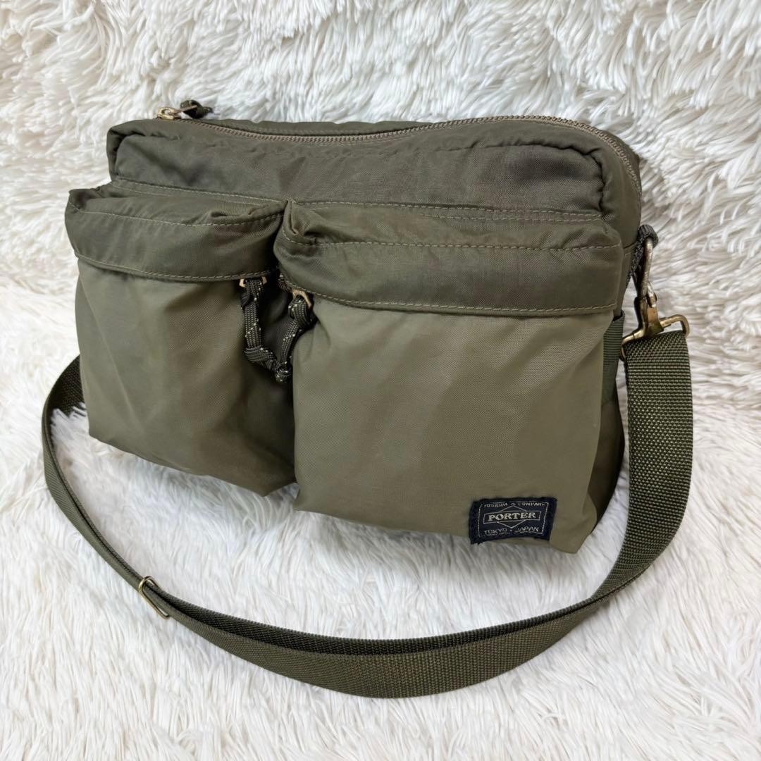 PORTER Yoshida FORCE Shoulder Bag 855-05457 Olive Drab Japan Authentic PORTER Yoshida FORCE Shoulder Bag 855-05457 Olive Drab Japan Authentic