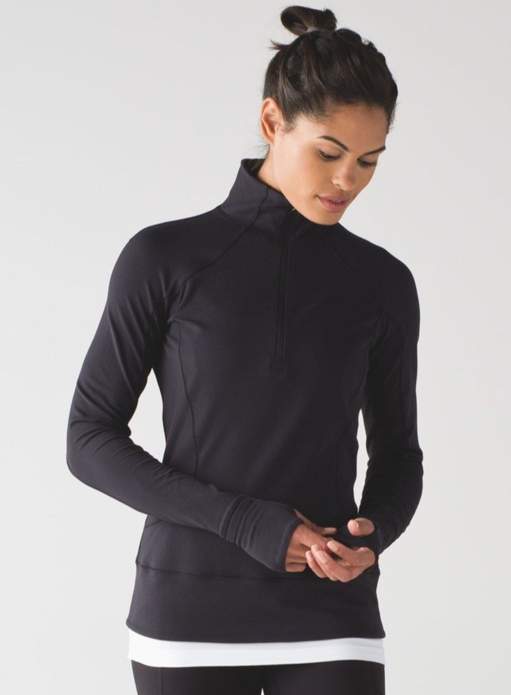 Lululemon Rush Hour 1/2 Zip Women’s Size 8 Rulu Thumbholes Pullover Black Lululemon Rush Hour 1/2 Zip Women’s Size 8 Rulu Thumbholes Pullover Black