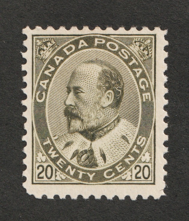 1903 Canada Sc# 94 - 20¢ KEVII - MH Heavy Hinge Cv$750.00 USD 1903 Canada Sc# 94 - 20¢ KEVII - MH Heavy Hinge Cv$750.00 USD