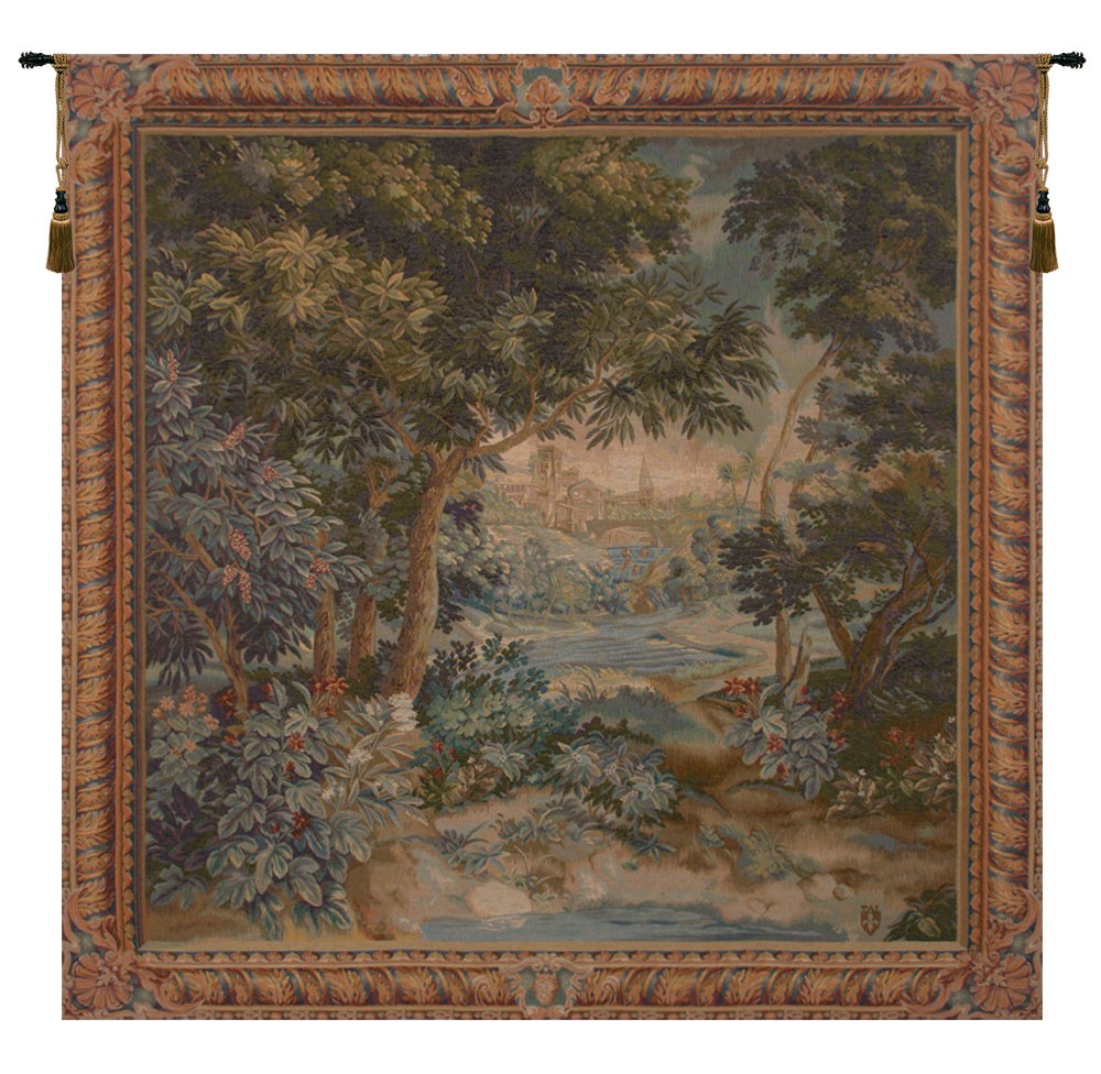 Verdure Cascade Tree Landscape French Tapestry Wall Hanging Woven Art