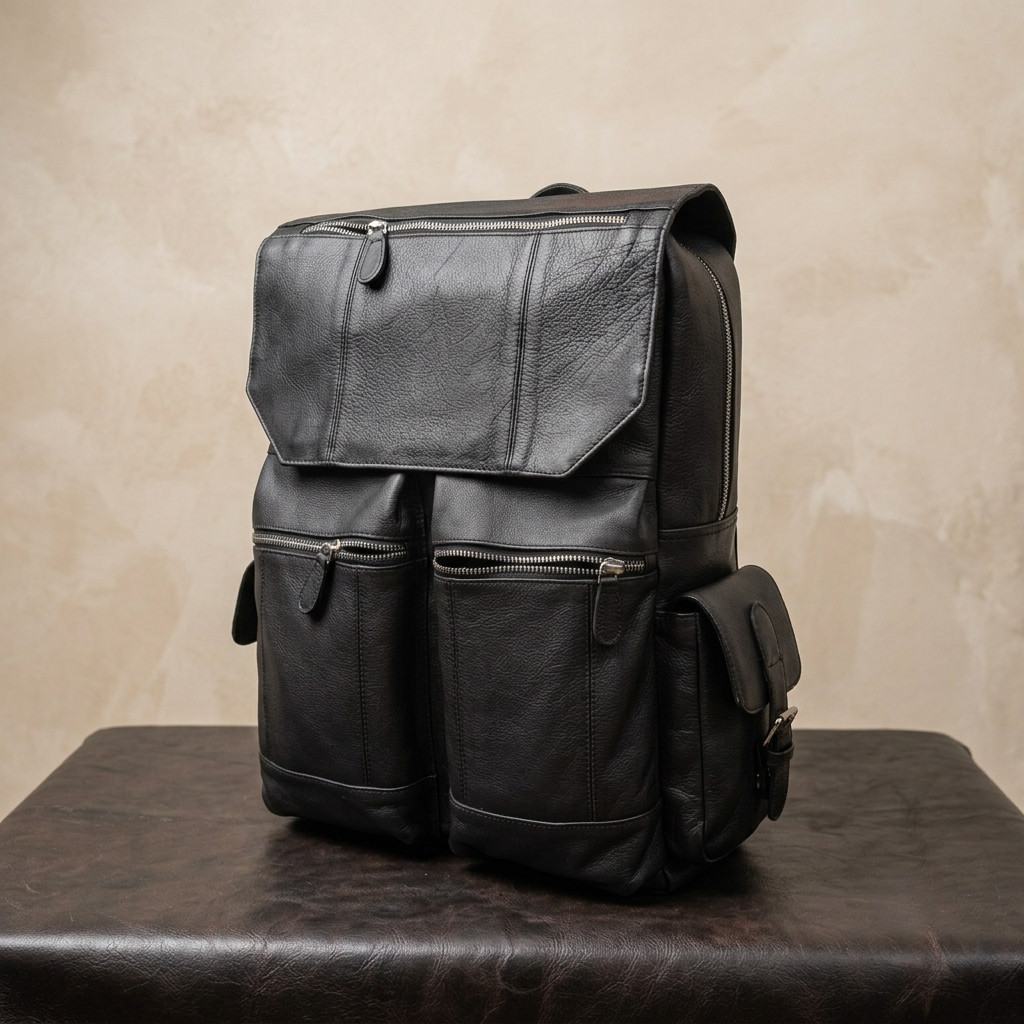Men Full Grain Genuine Leather Backpack Travel Laptop Rucksack Bag Vintage Black