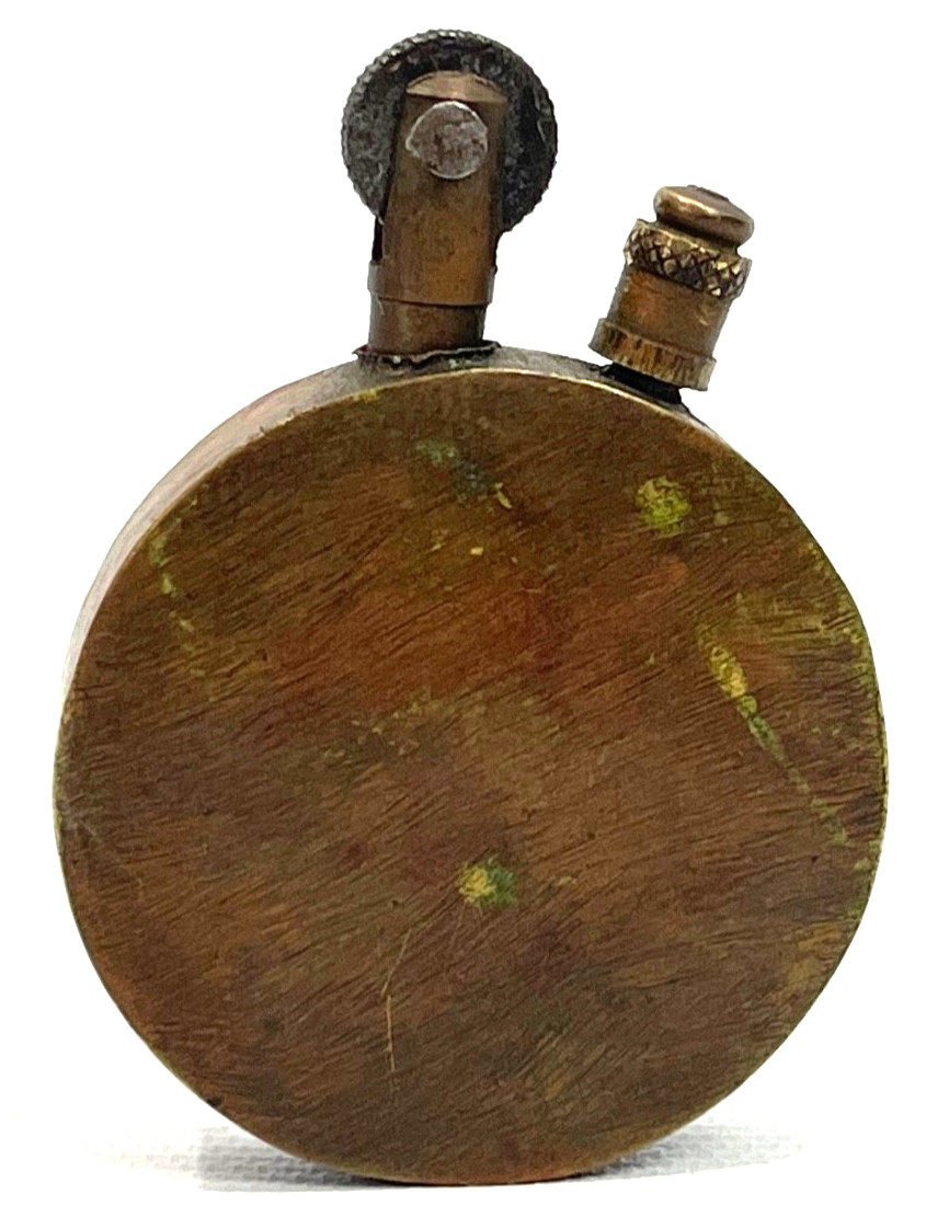 VTG WW1 WWI Trench Art Brass Penny Type Pocket Lighter Blank, Works