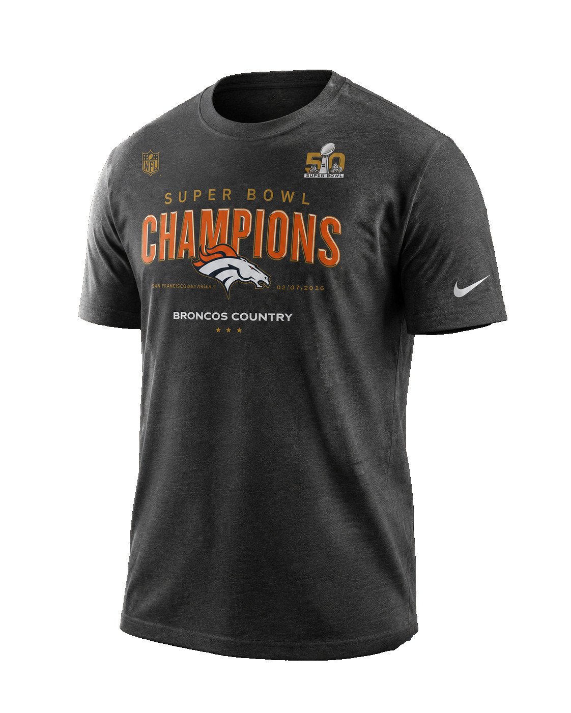 Nike Denver Broncos Super Bowl 50 Champions Men's T-Shirt Charcoal NFL Large Nike Denver Broncos Super Bowl 50 Champions Men's T-Shirt Charcoal NFL Large