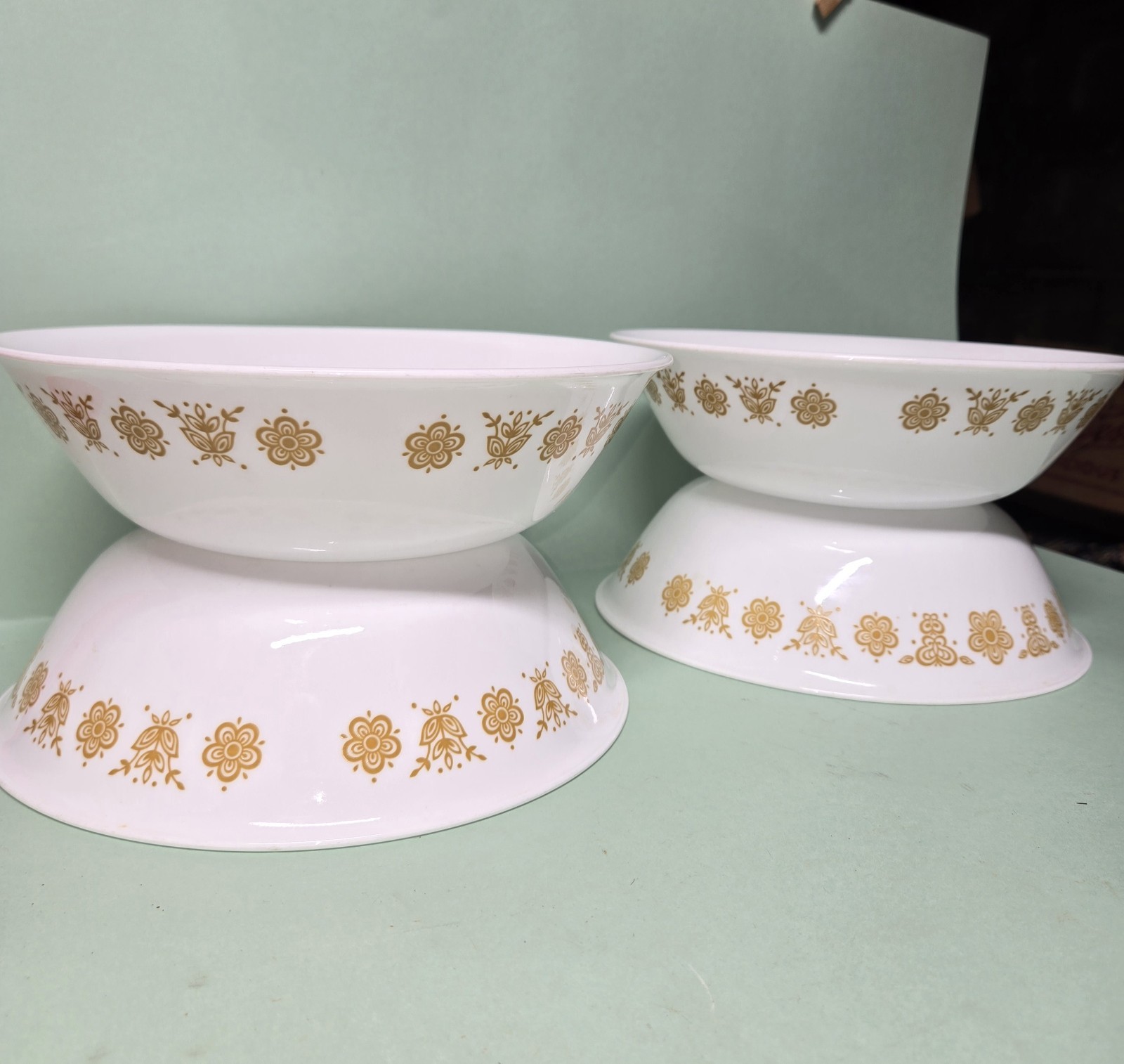 4 Vintage MCM Corelle Corning BUTTERFLY GOLD 8.5\ 4 Vintage MCM Corelle Corning BUTTERFLY GOLD 8.5\