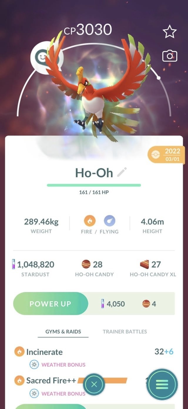 Rare APEX HO-OH Pokémon - Sacred Fire++ Legacy - GO