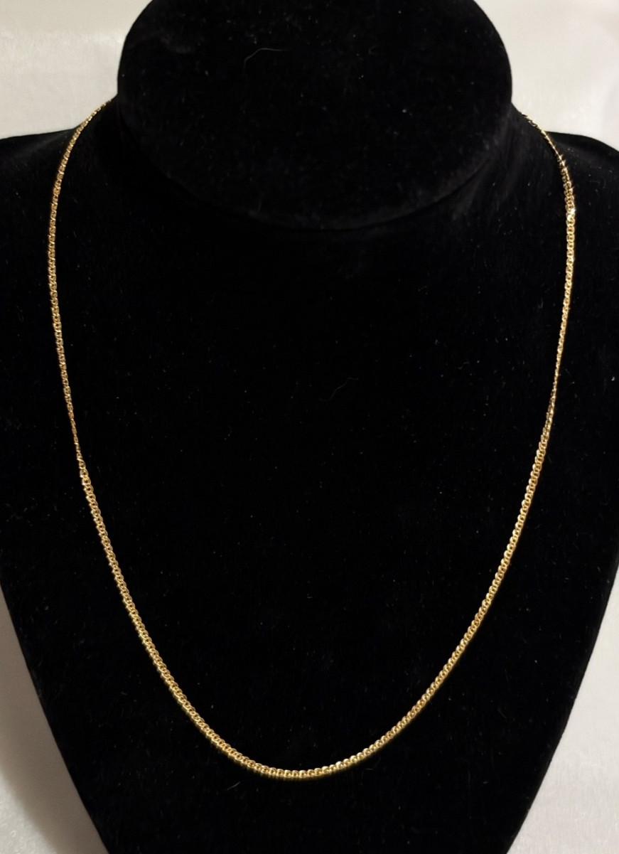 10K Yellow Gold Cuban Curb Link Chain 1.8 mm 18 Inch Spring Ring Clasp New