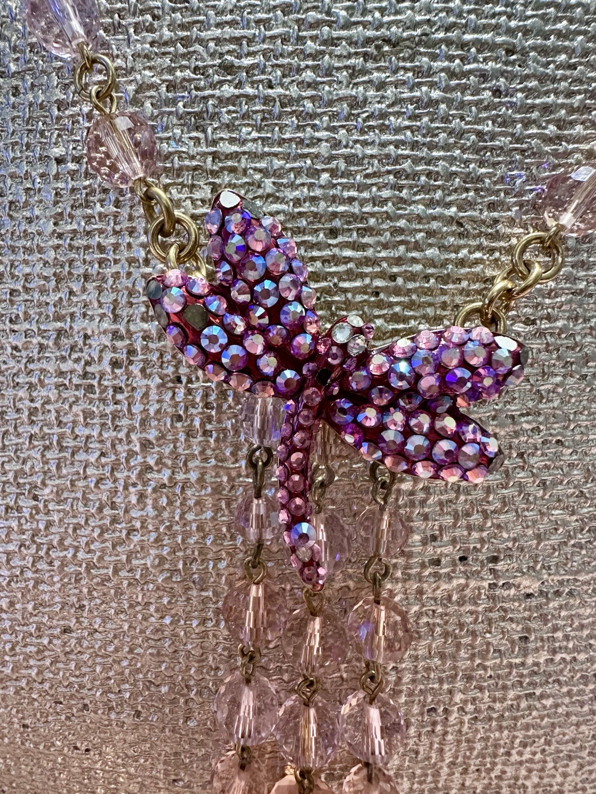 VTG KIRKS FOLLY AB Rhinestone Dragonfly Glass Teardrop & Crystal Bead Necklace VTG KIRKS FOLLY AB Rhinestone Dragonfly Glass Teardrop & Crystal Bead Necklace