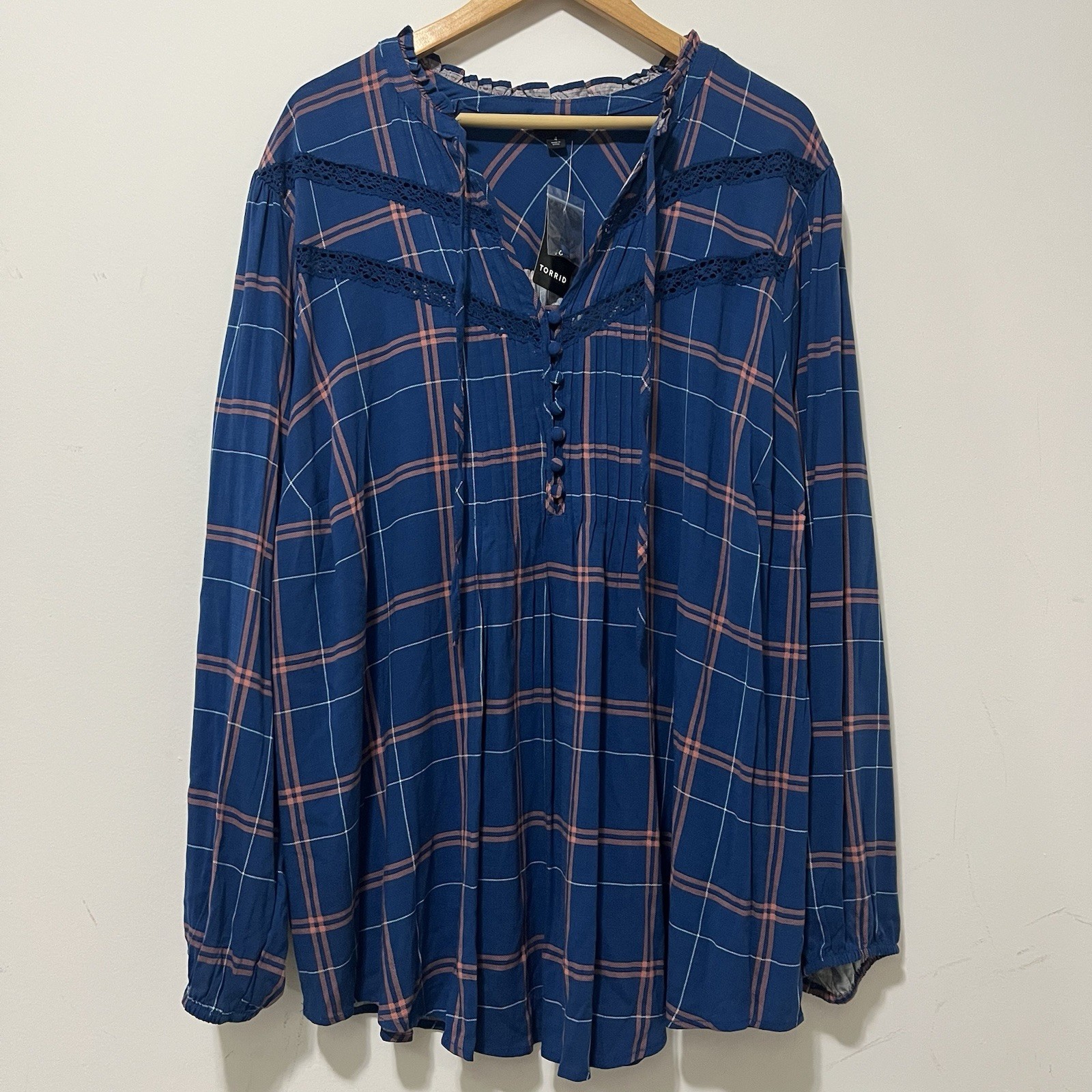 NWT Torrid Plus Size 4X Women\'s Lenny Button Front Top Teal Blue Shirt Blouse