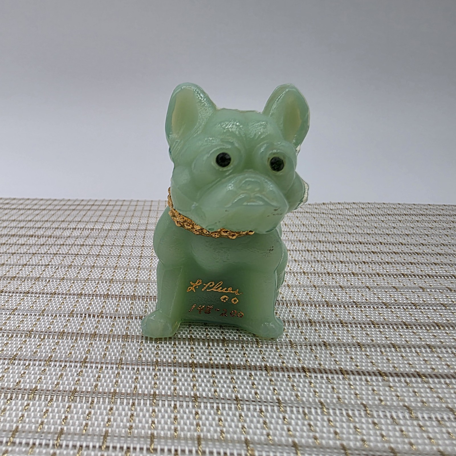 Westmoreland Glass Mint Julep French Bulldog Hand Painted Louise Plues 148/200