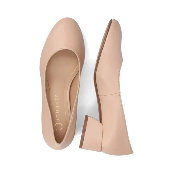 Journee Collection Saar II Womens Nude Block Heel Pumps Size 7.5M New Box