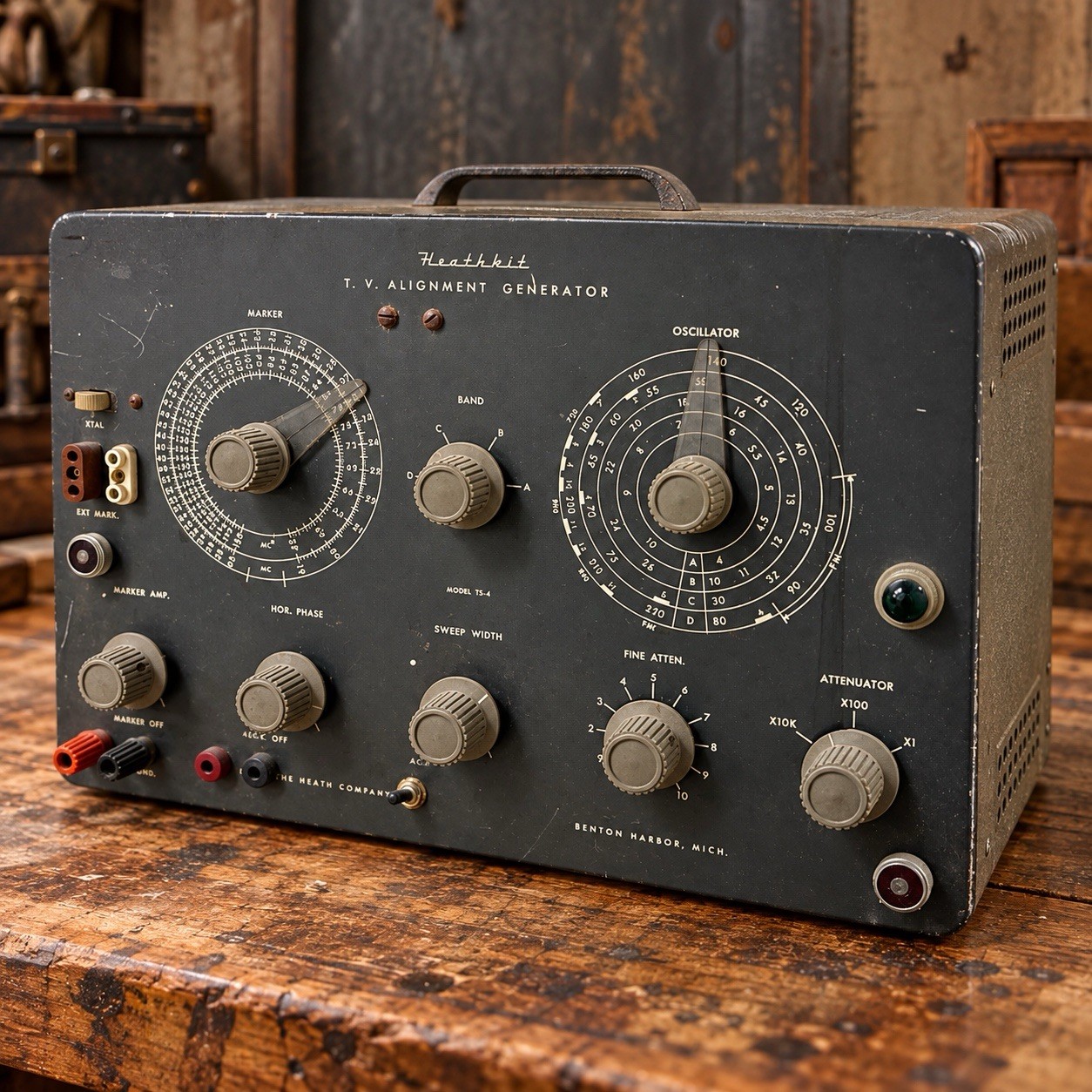 Vintage 1956 Heathkit TS-4 TV Alignment Generator Tube Test Equipment USA