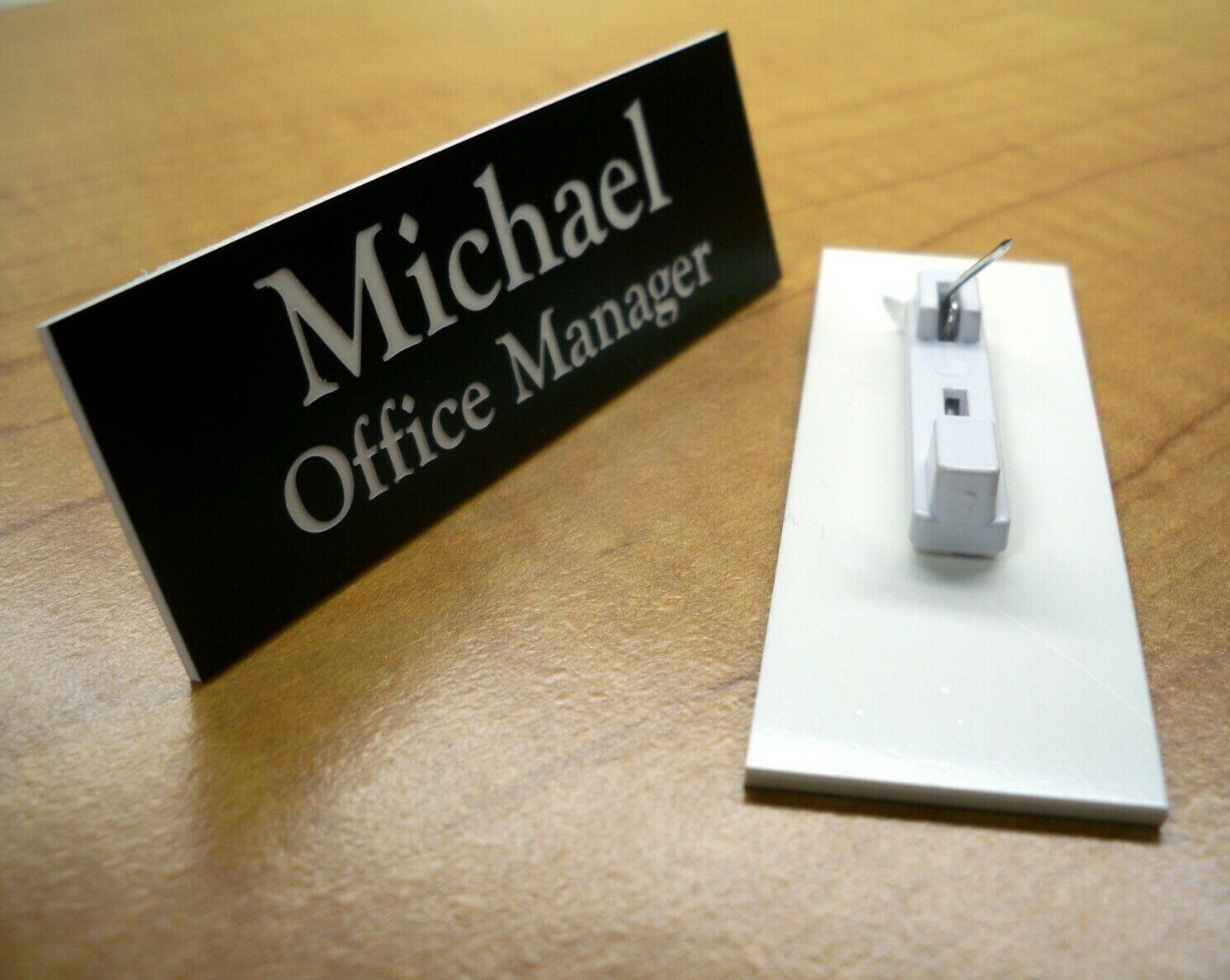 Custom Engraved 1x3 Black Name Tag | Badge & Pin Closure | Employee Personalized Custom Engraved 1x3 Black Name Tag | Badge & Pin Closure | Employee Personalized