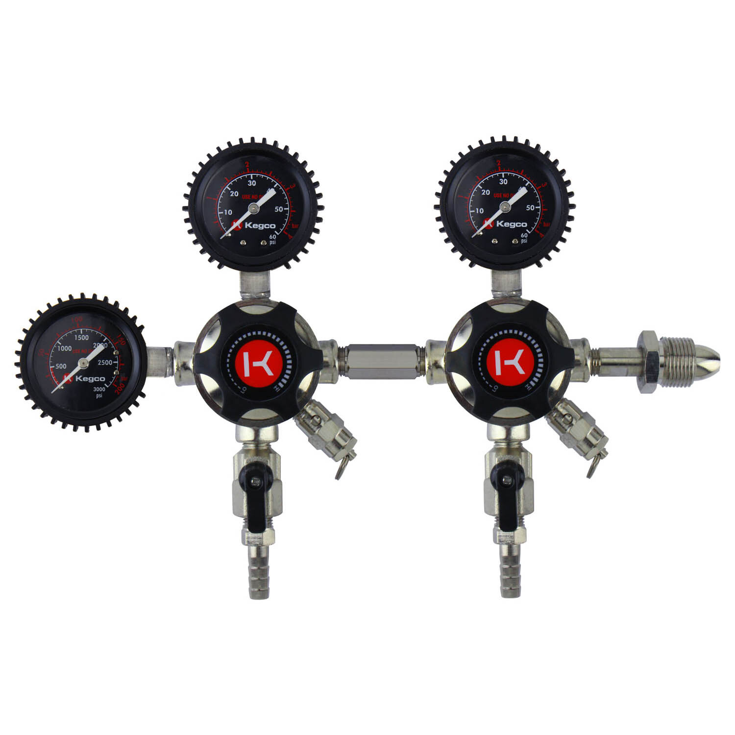Kegco LHU5NDB Elite Series Dual Body Nitrogen Draft Beer Regulator