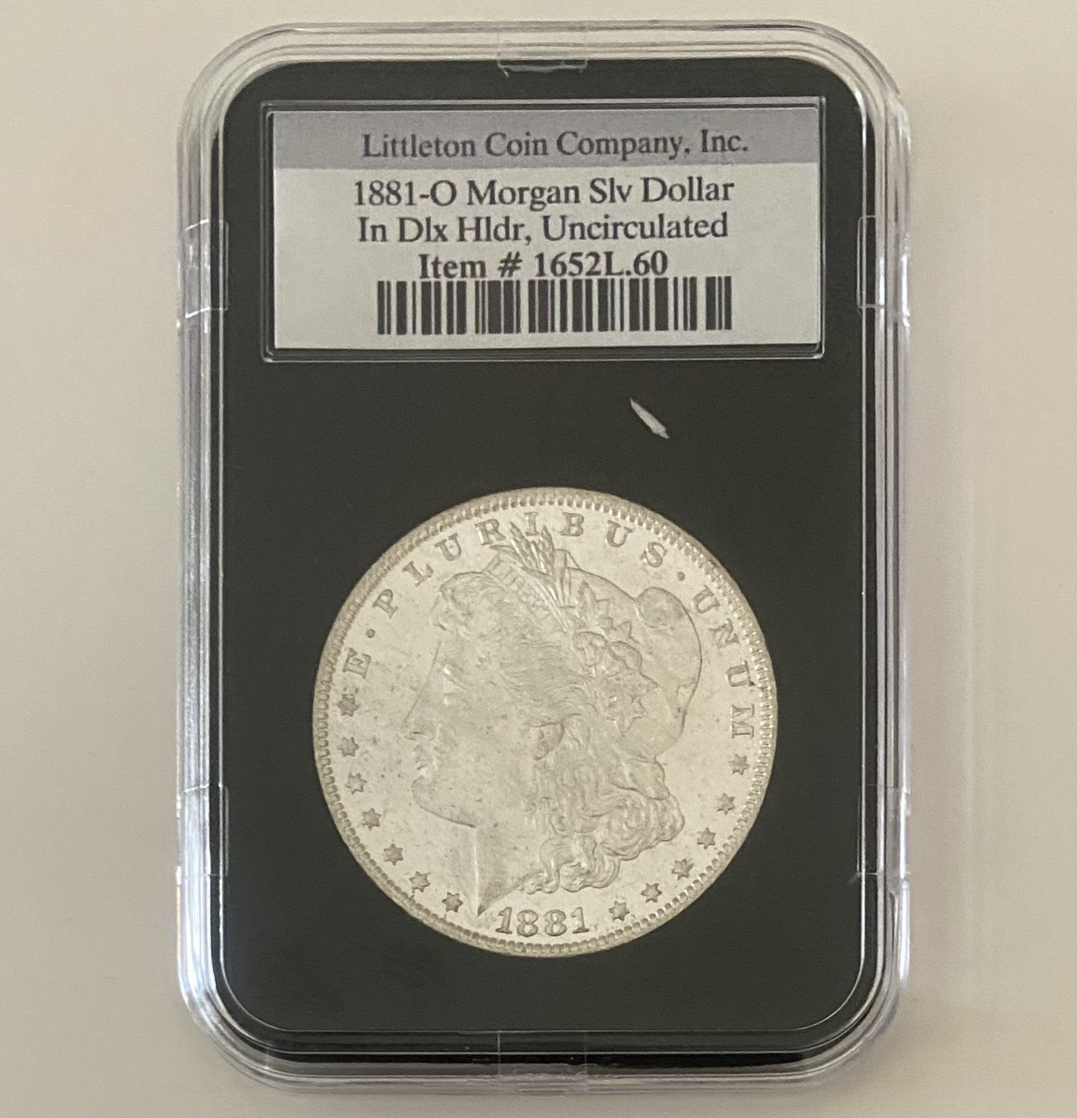 1881 O Morgan Silver Dollar Uncirculated Coin - Littleton w/Case 1881 O Morgan Silver Dollar Uncirculated Coin - Littleton w/Case