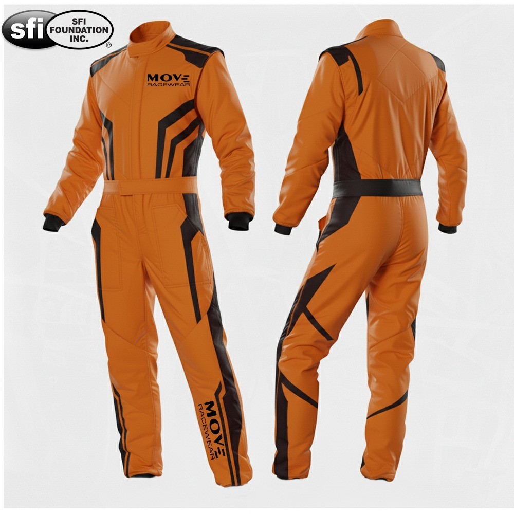 Move Extra-Light MR-85 SFI 3.2A/5 Approved Nomex 2-Layer Auto Racing Suit Orange Move Extra-Light MR-85 SFI 3.2A/5 Approved Nomex 2-Layer Auto Racing Suit Orange
